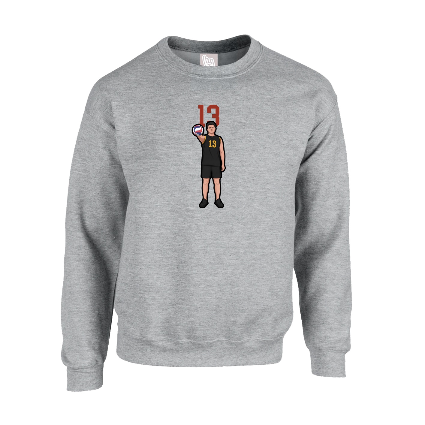 Fleece Crew — Number Top in Grey