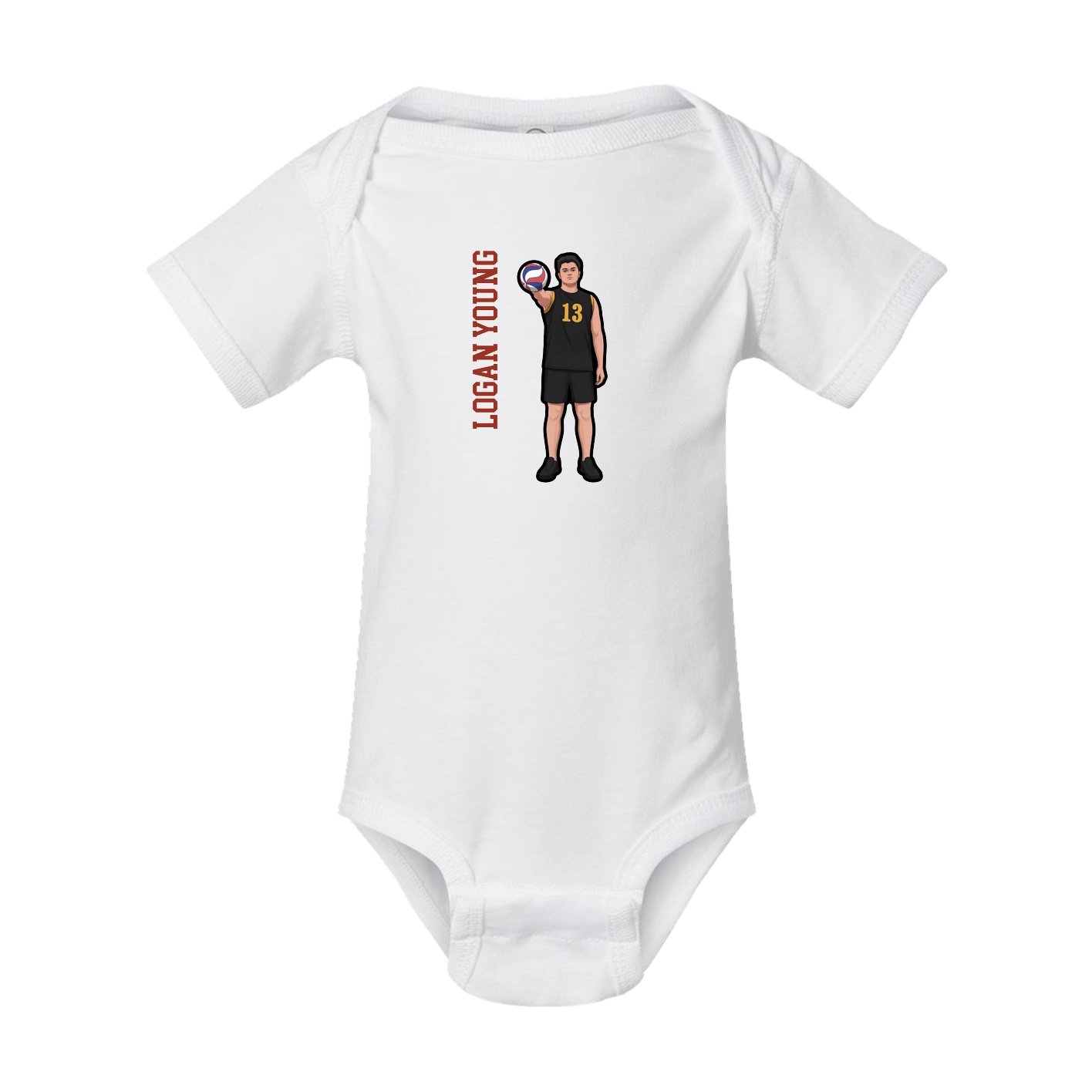 Baby Onesie — Name Vertical in White