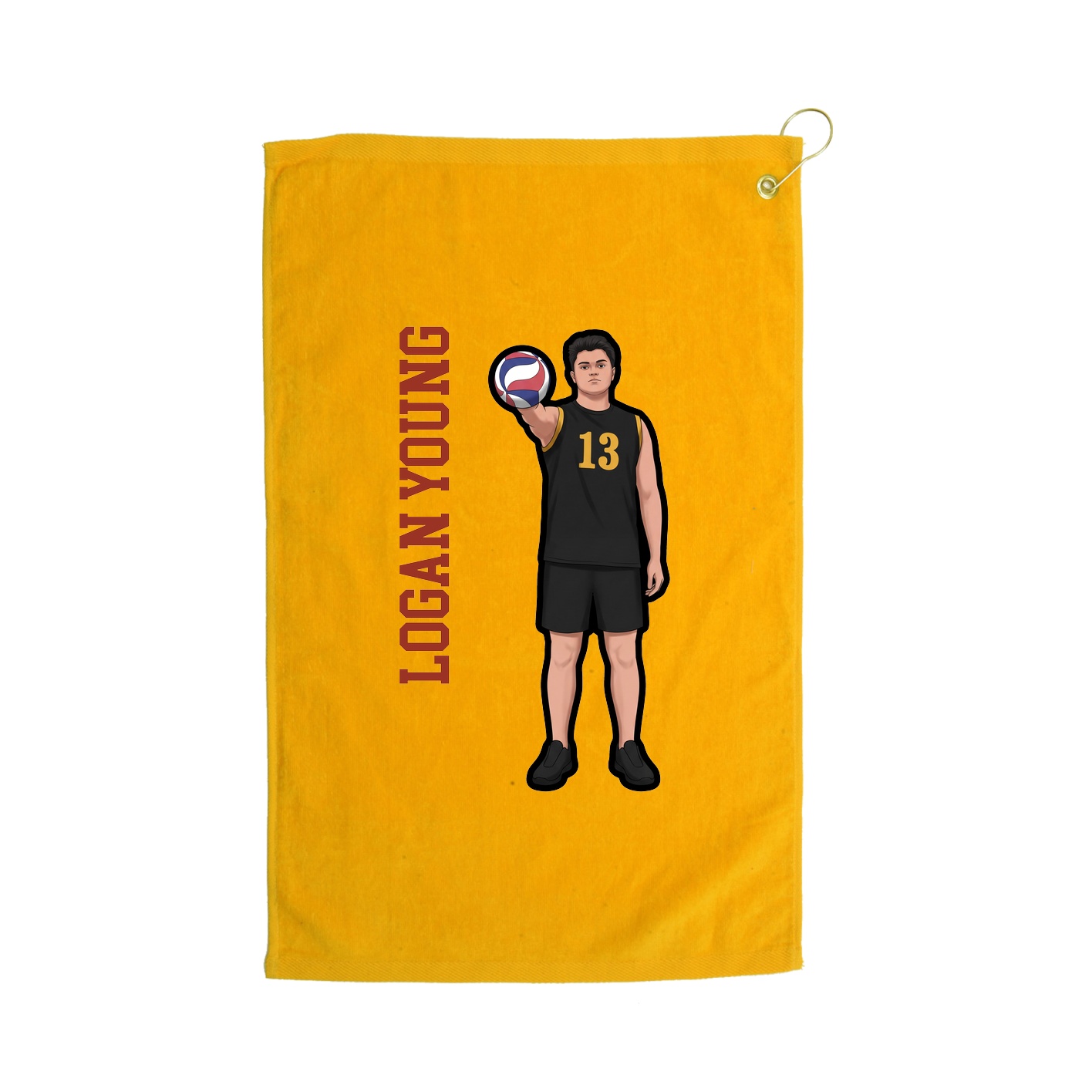 Golf Towel — Name Vertical in Gold