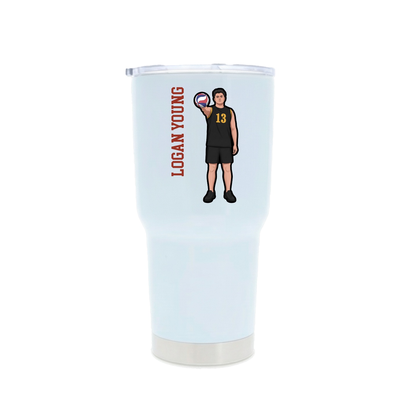 30oz Stainless Steel Tumbler — Name Vertical in White