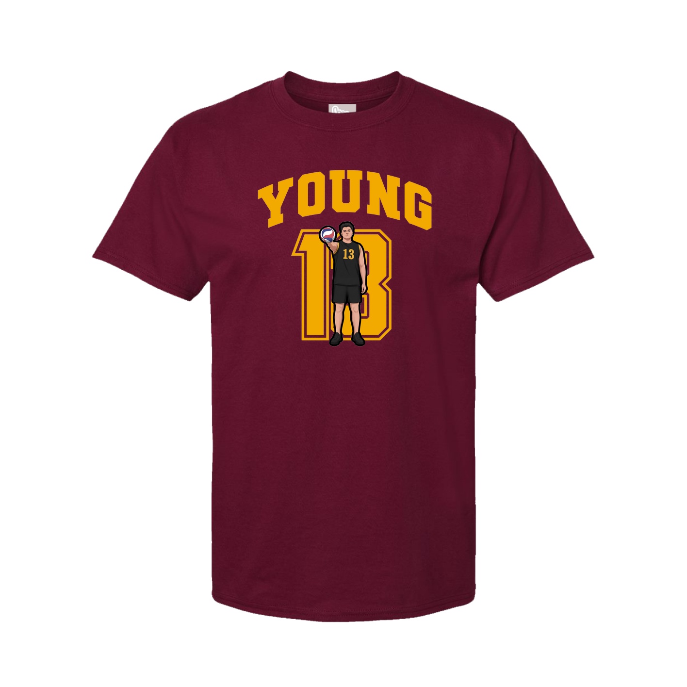 Youth Tee — Number in Cardinal