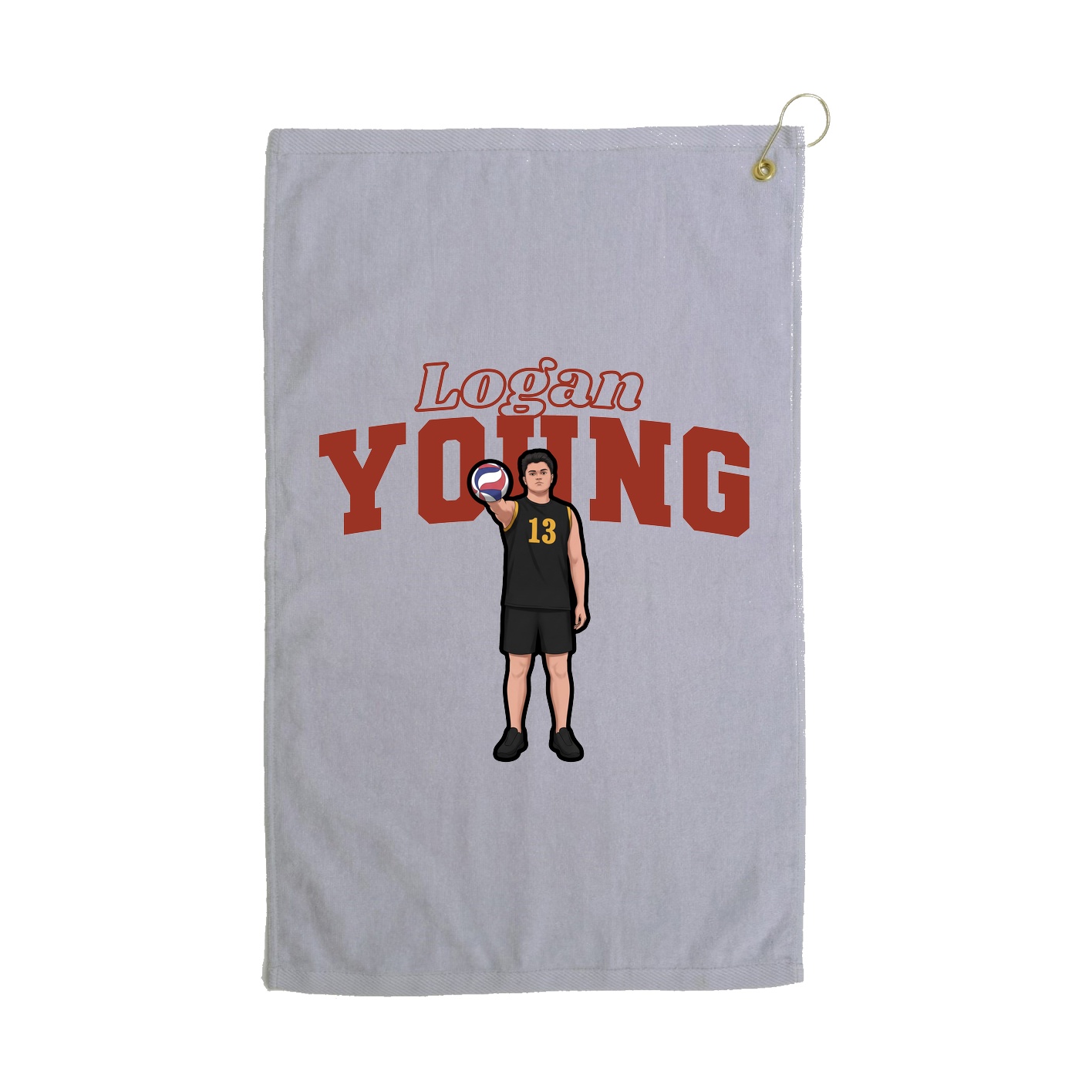 Golf Towel — Name Arch in Grey