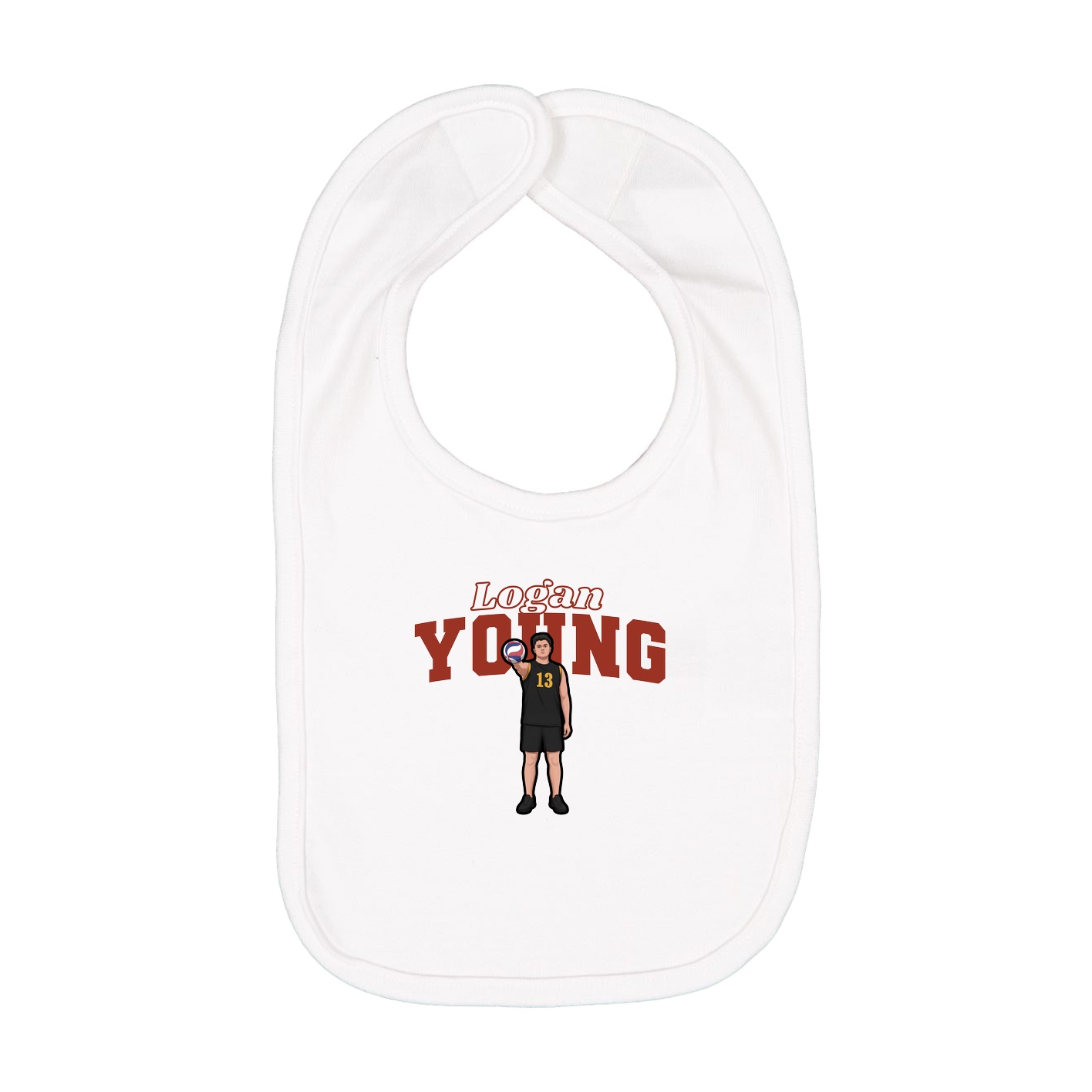 Infant Bib — Name Arch in White