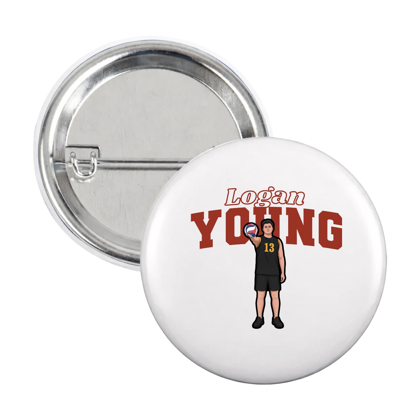 Game Day Button — Name Arch in White