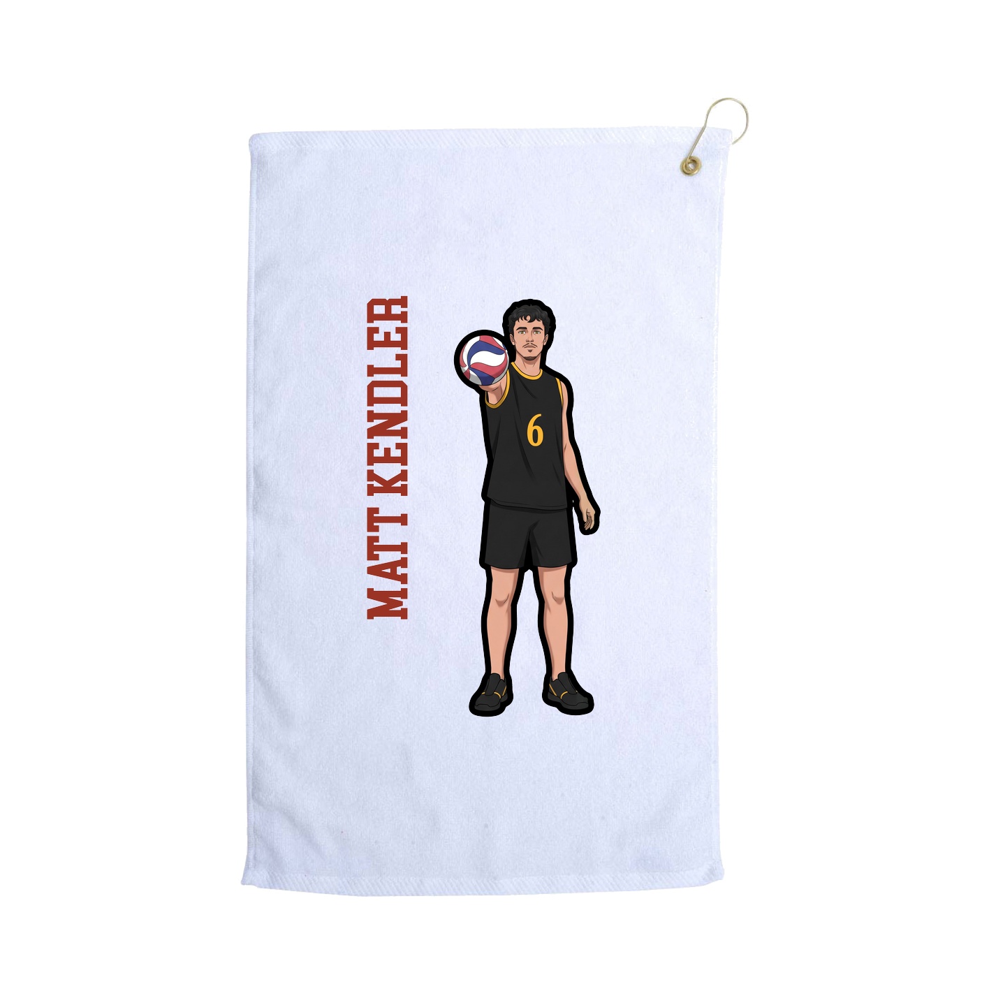 Golf Towel — Name Vertical in White