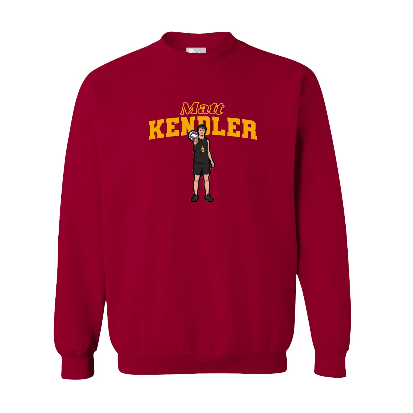 Fleece Crew — Name Arch in Cardinal