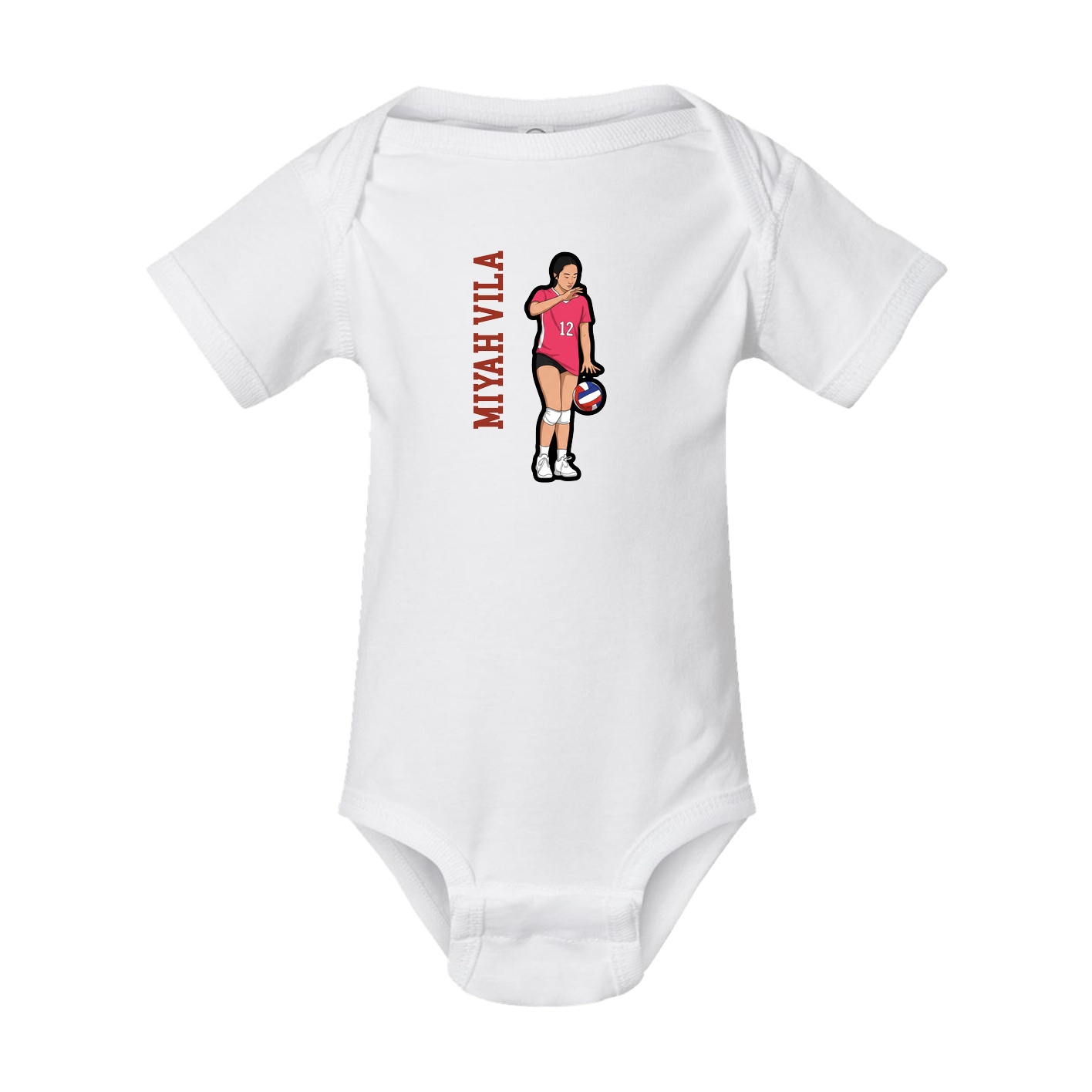 Baby Onesie — Name Vertical in White