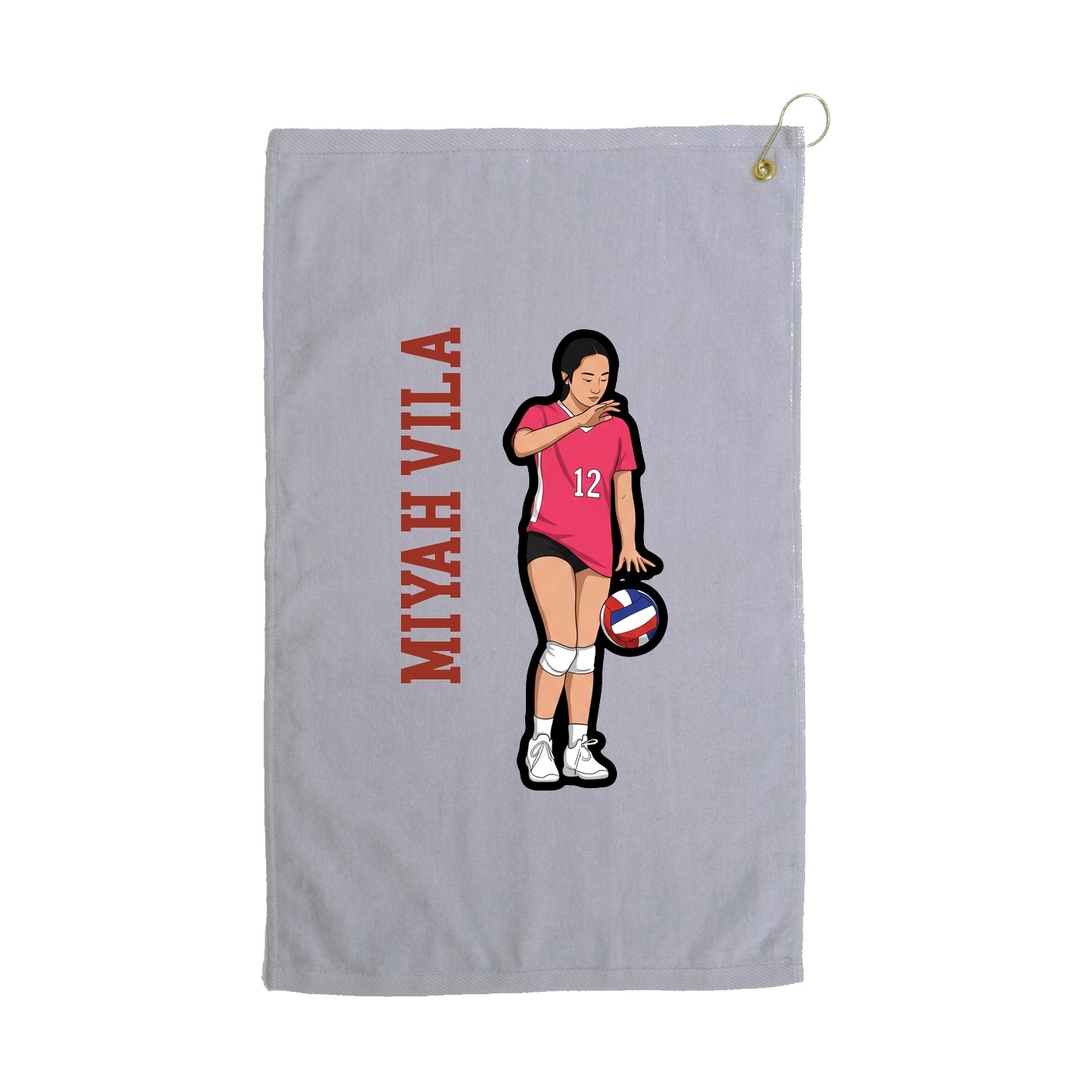 Golf Towel — Name Vertical in Grey