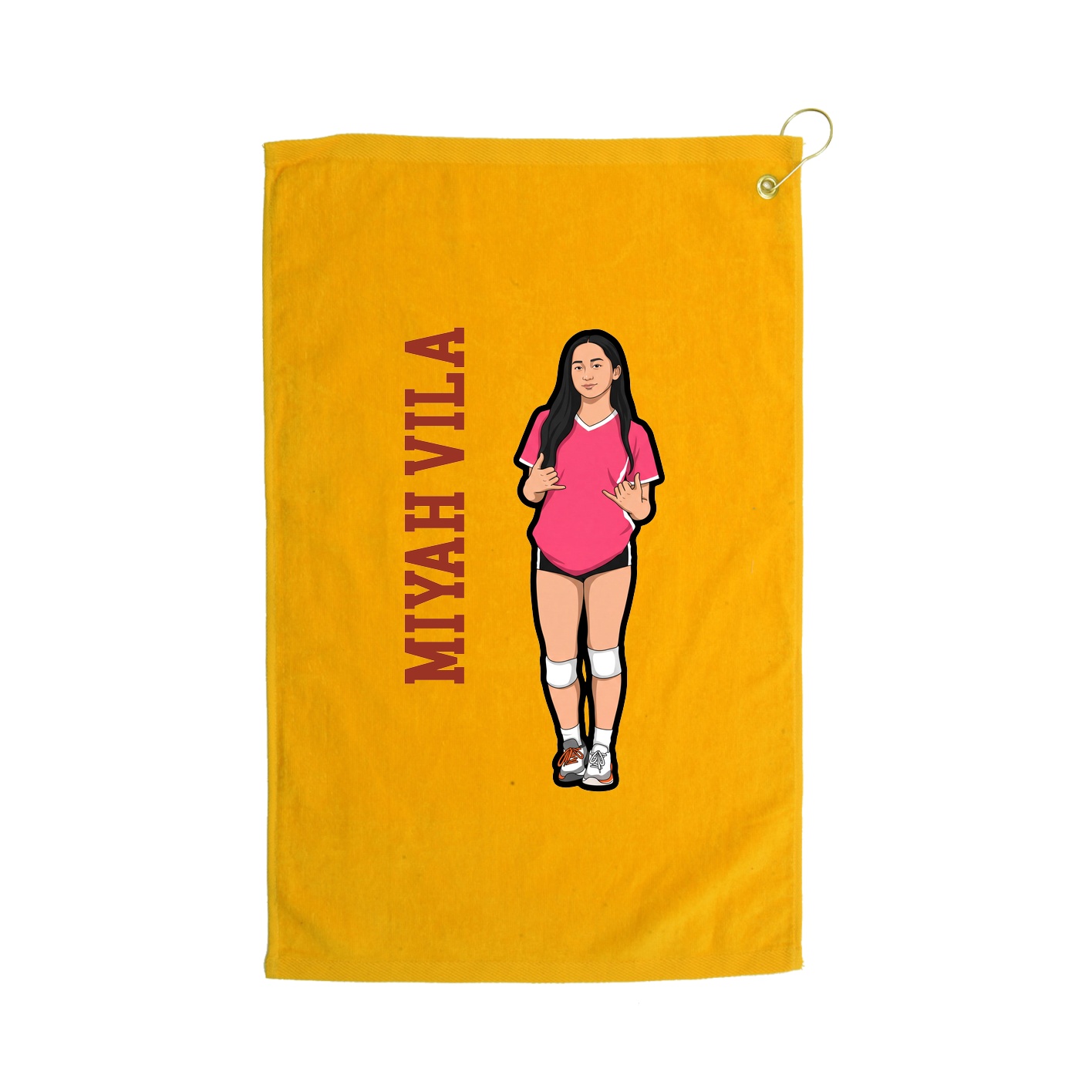 Golf Towel — Name Vertical in Gold