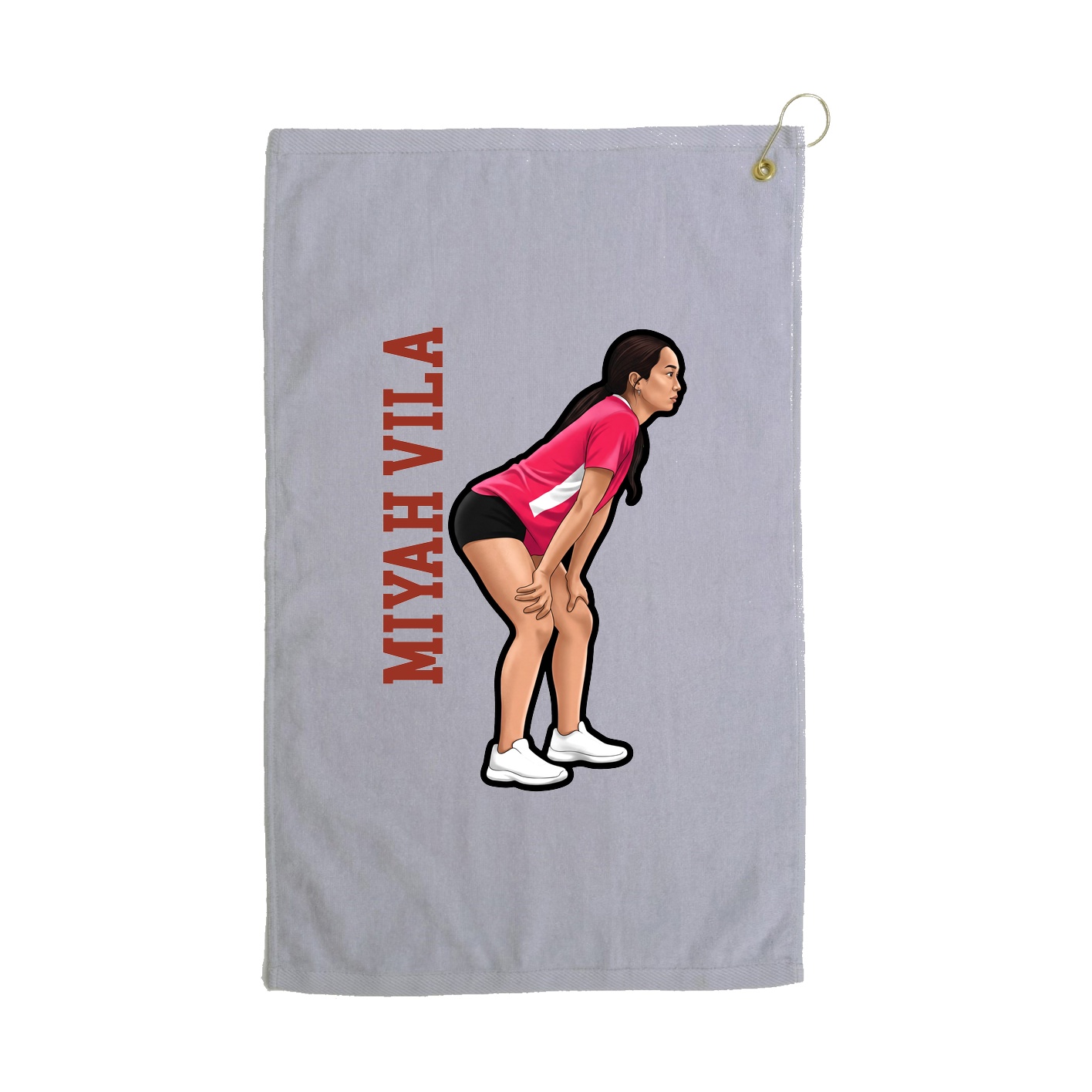 Golf Towel — Name Vertical in Grey