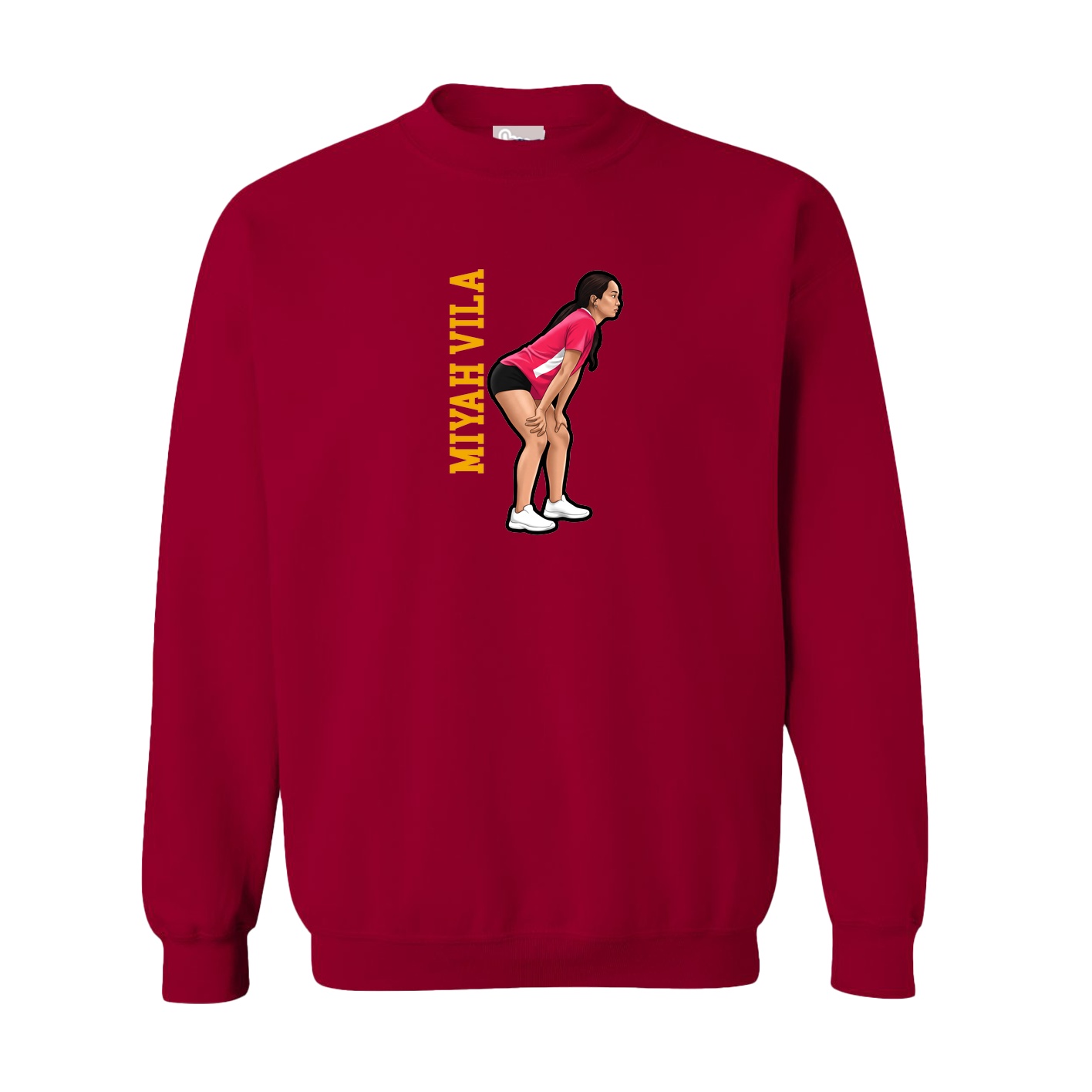 Fleece Crew — Name Vertical in Cardinal