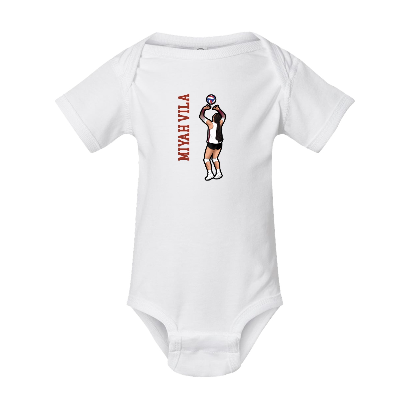 Baby Onesie — Name Vertical in White