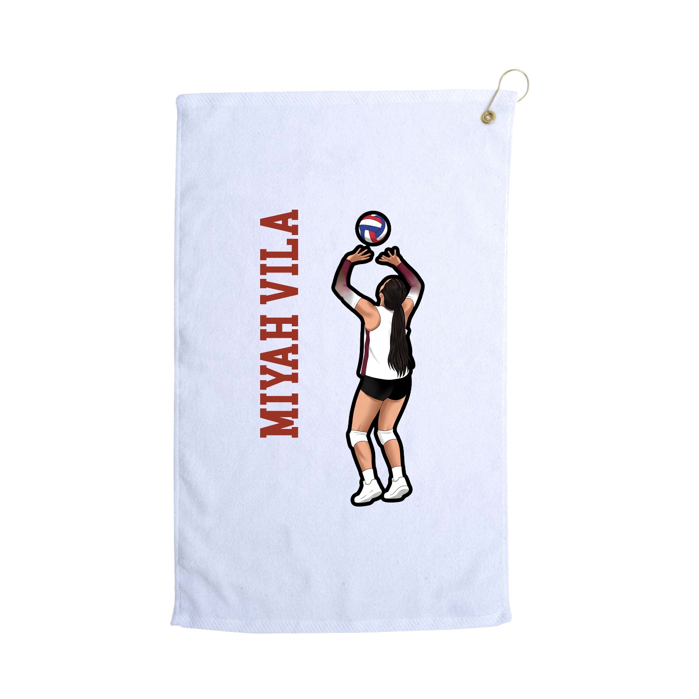 Golf Towel — Name Vertical in White