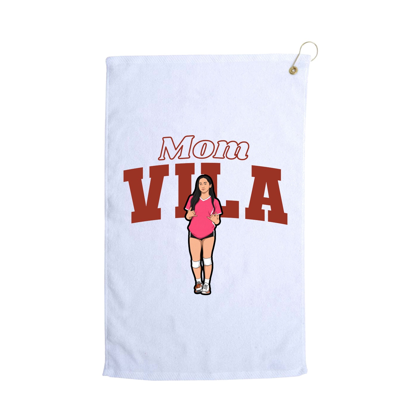Golf Towel — Mothers Day Block in White