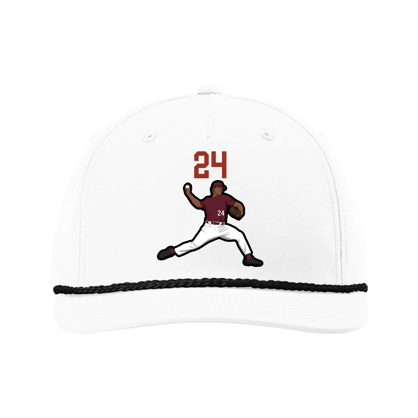 Five-Panel Classic Rope Cap — Number Top in White