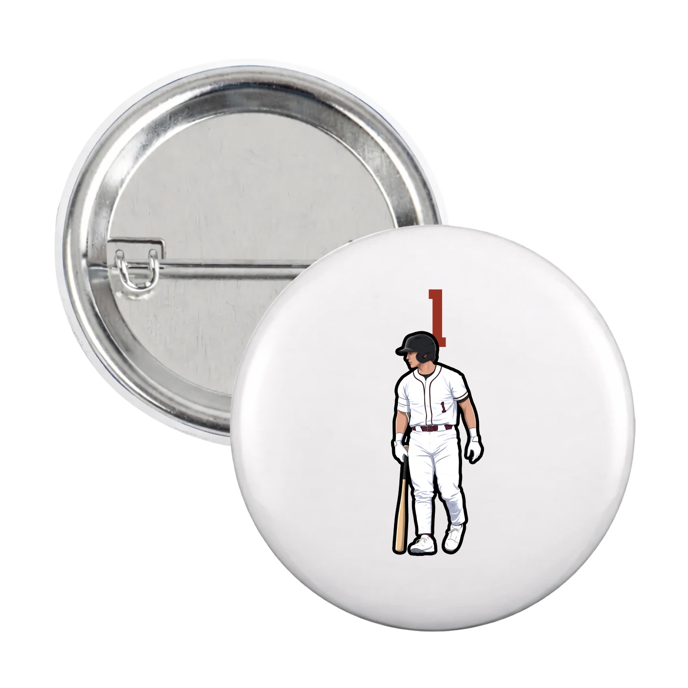 Game Day Button — Number Top in White