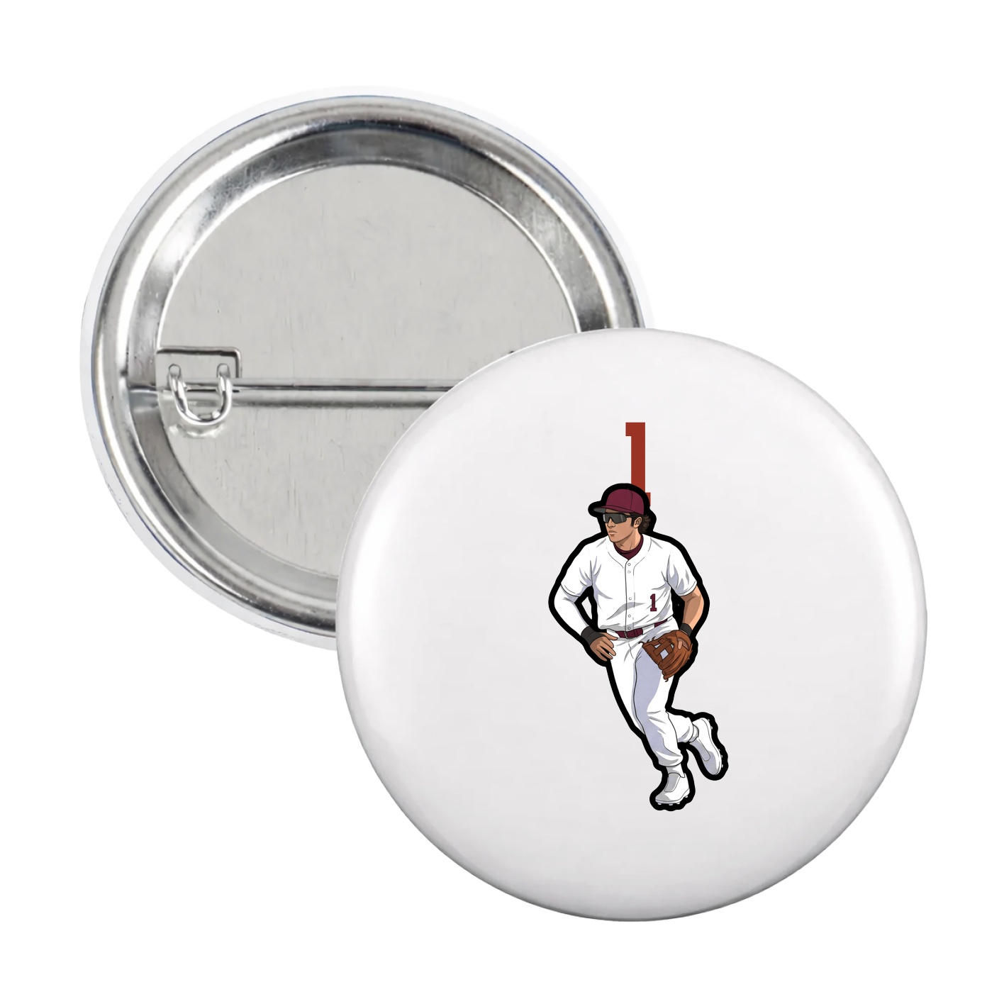 Game Day Button — Number Top in White