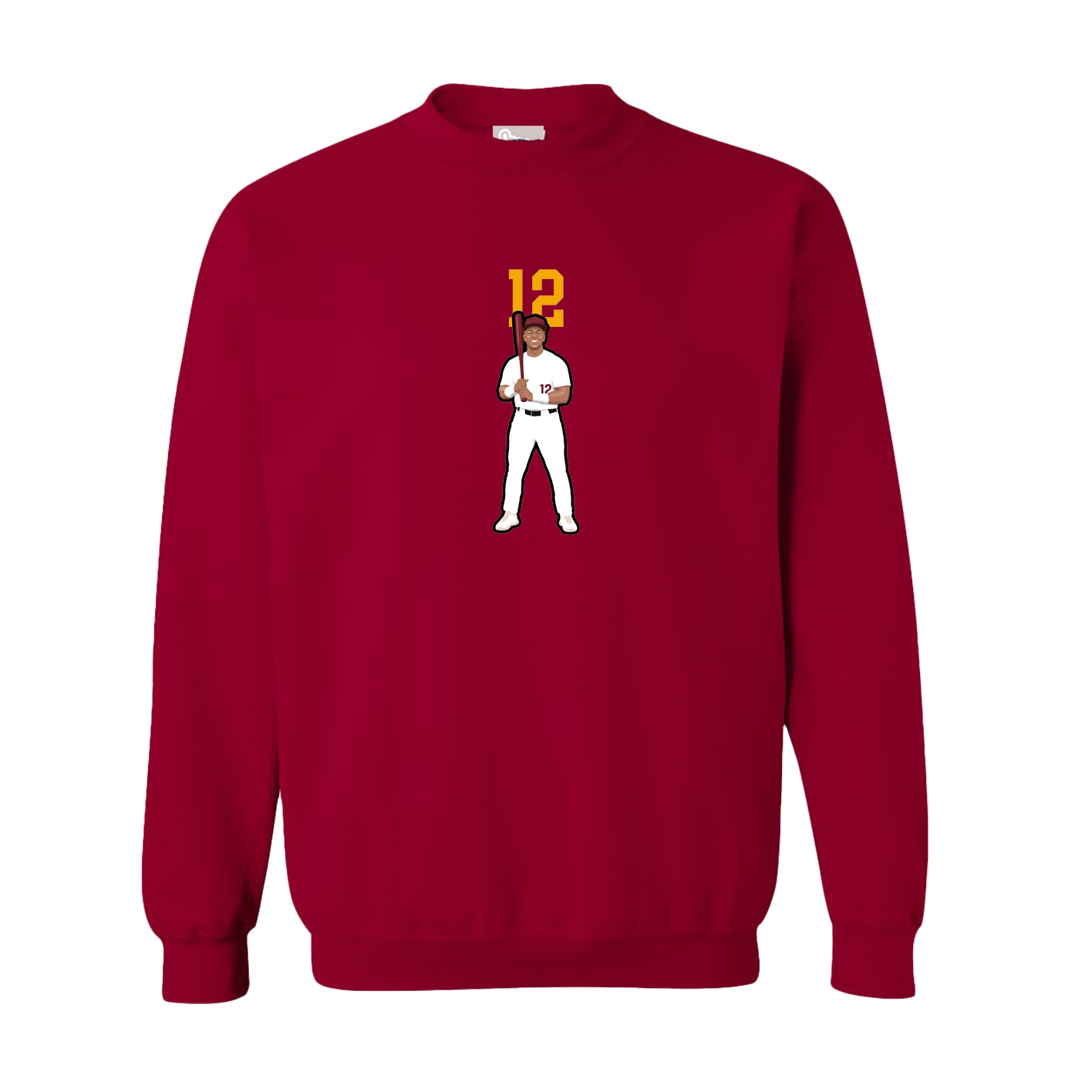 Fleece Crew — Number Top in Cardinal