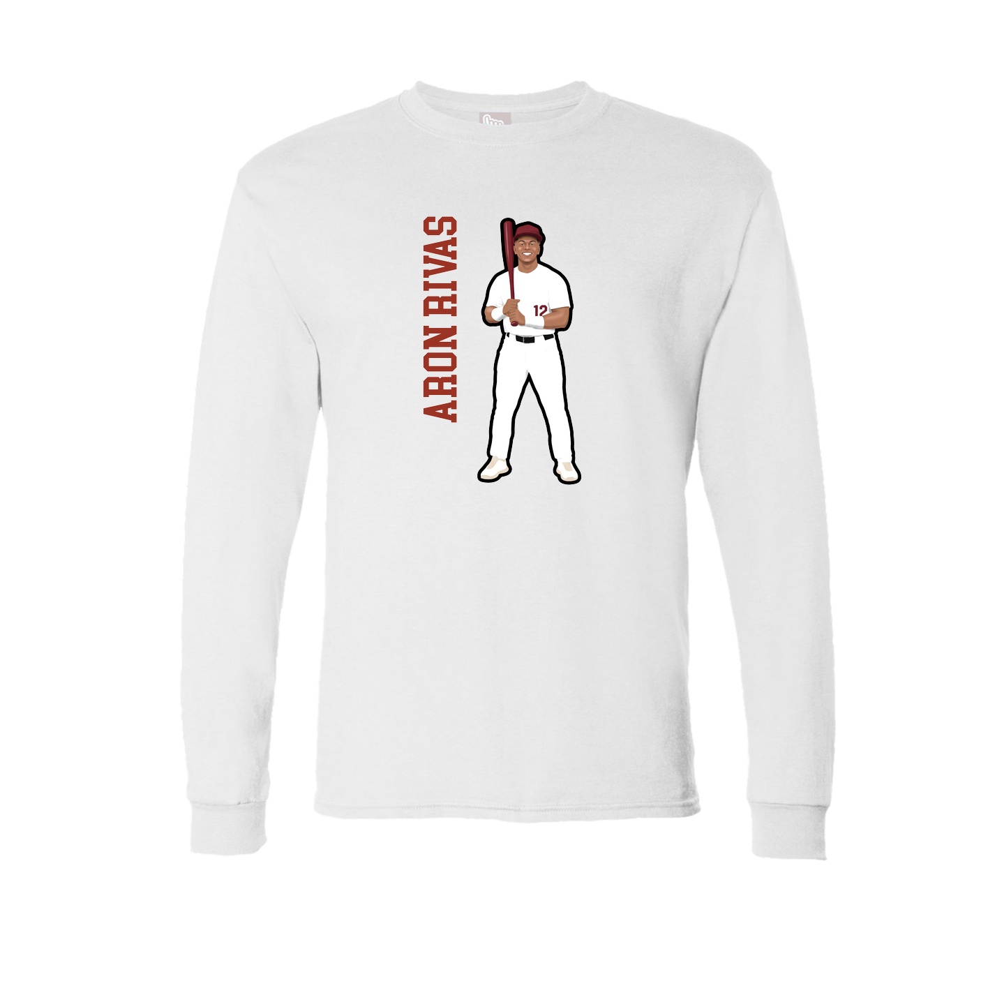 Long Sleeve Tee — Name Vertical in White