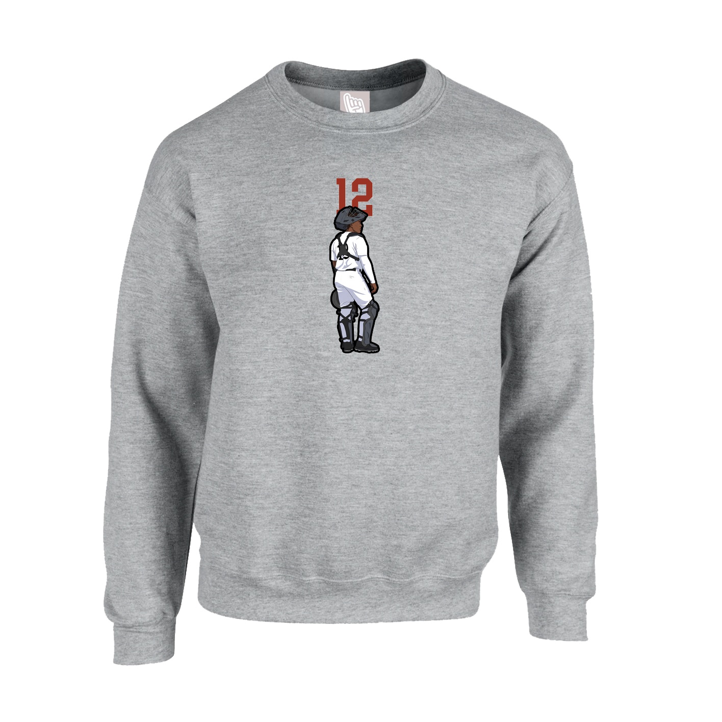 Fleece Crew — Number Top in Grey