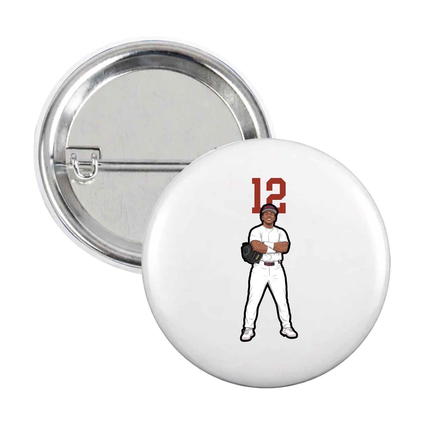 Game Day Button — Number Top in White