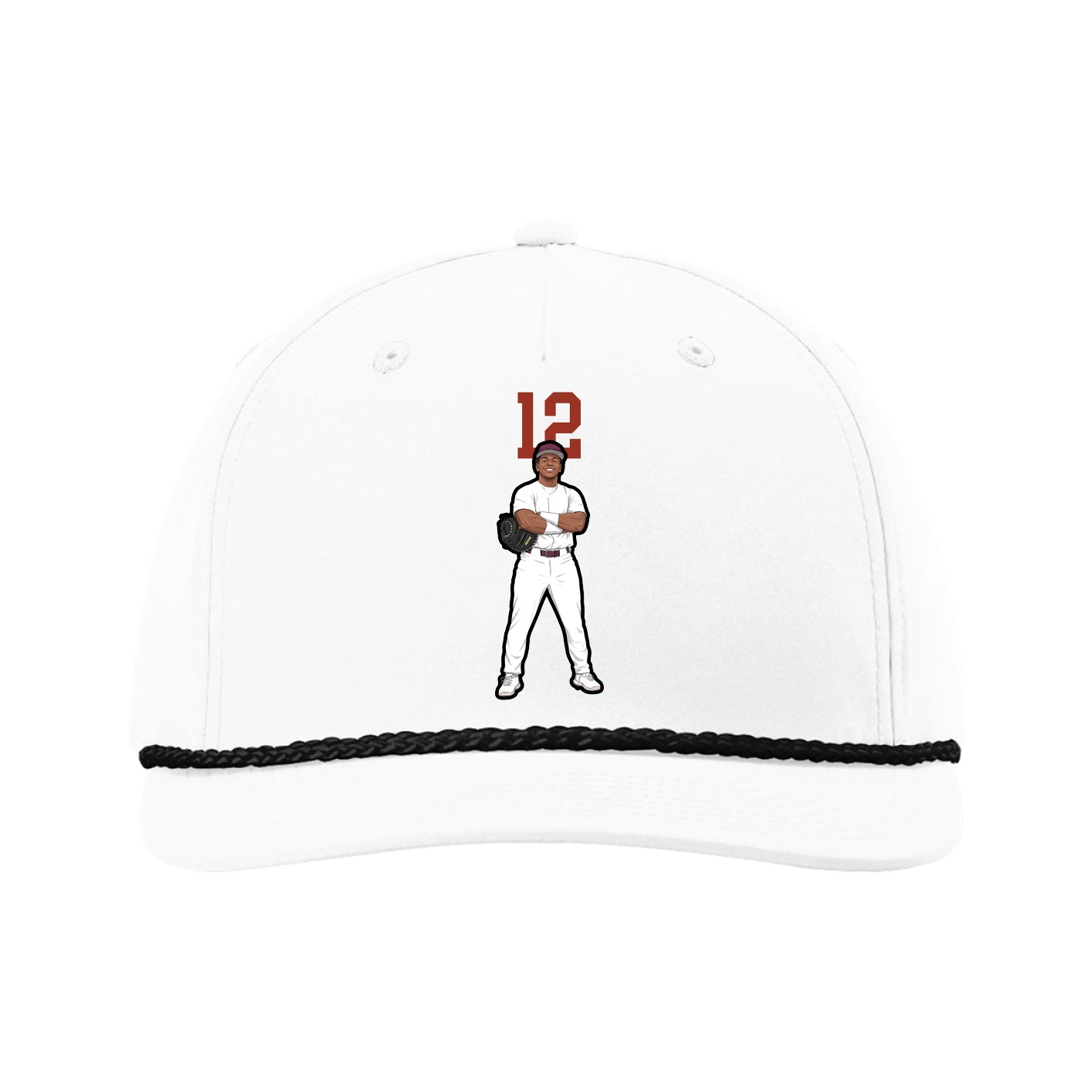 Five-Panel Classic Rope Cap — Number Top in White