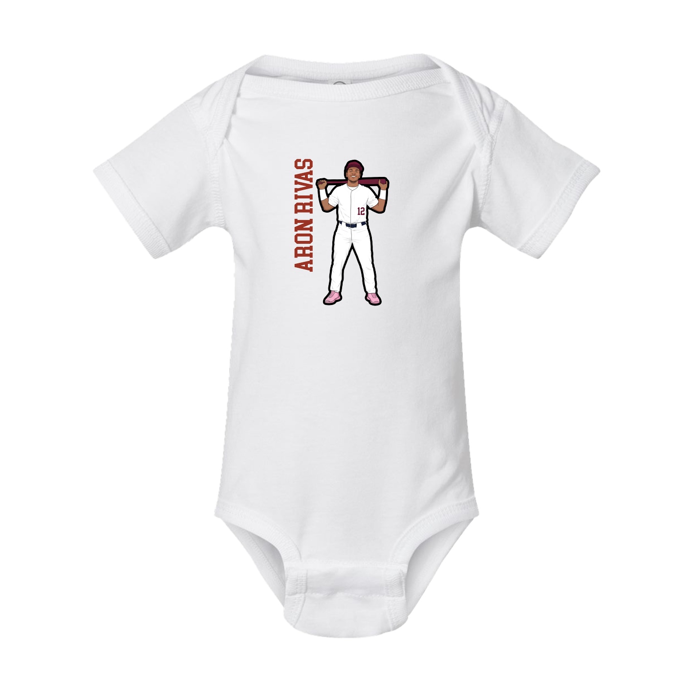 Baby Onesie — Name Vertical in White