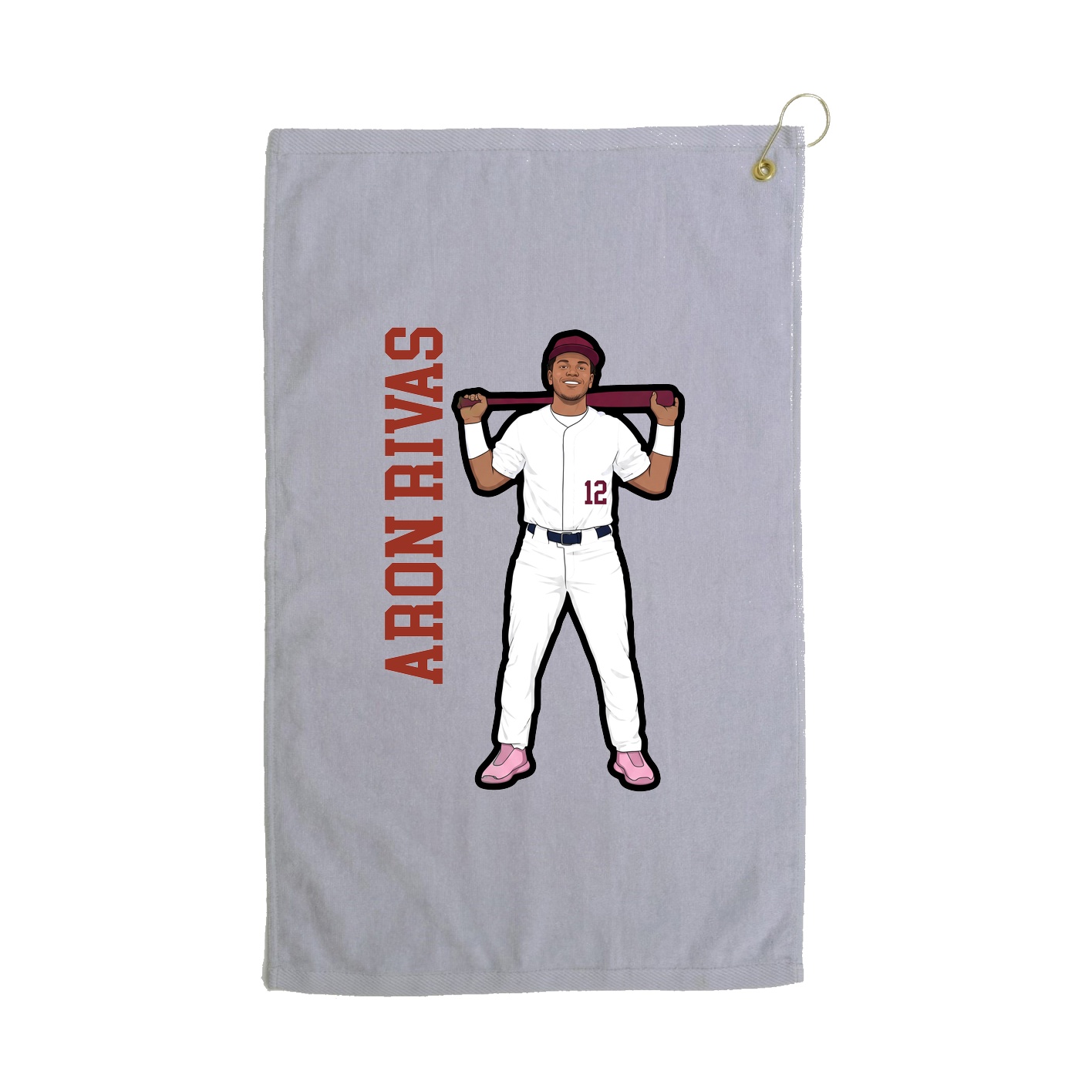 Golf Towel — Name Vertical in Grey
