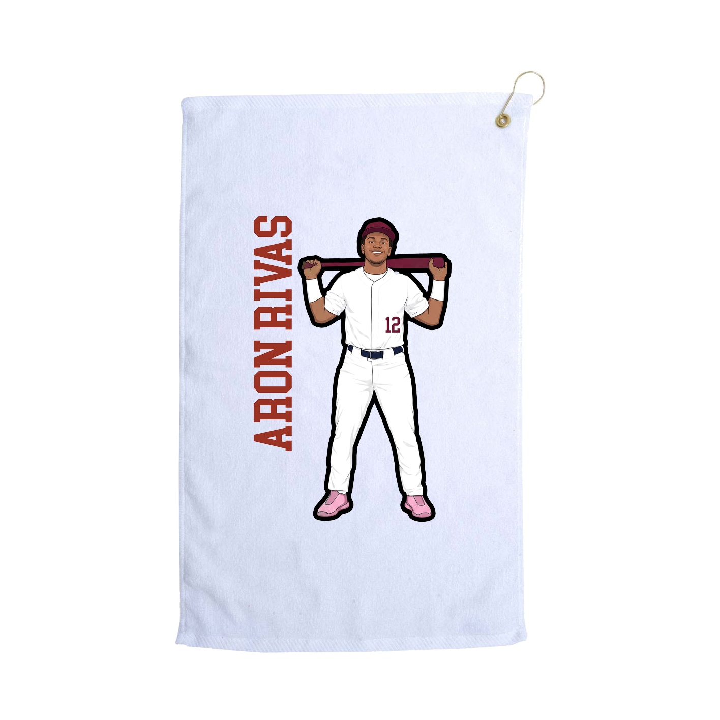 Golf Towel — Name Vertical in White