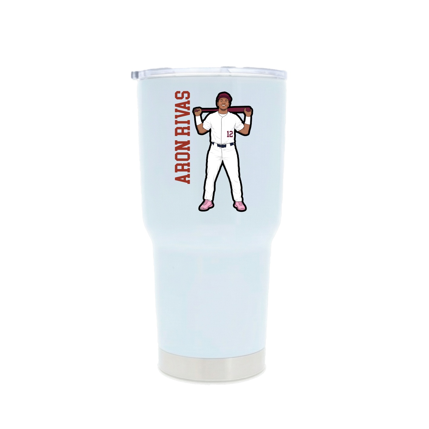 30oz Stainless Steel Tumbler — Name Vertical in White