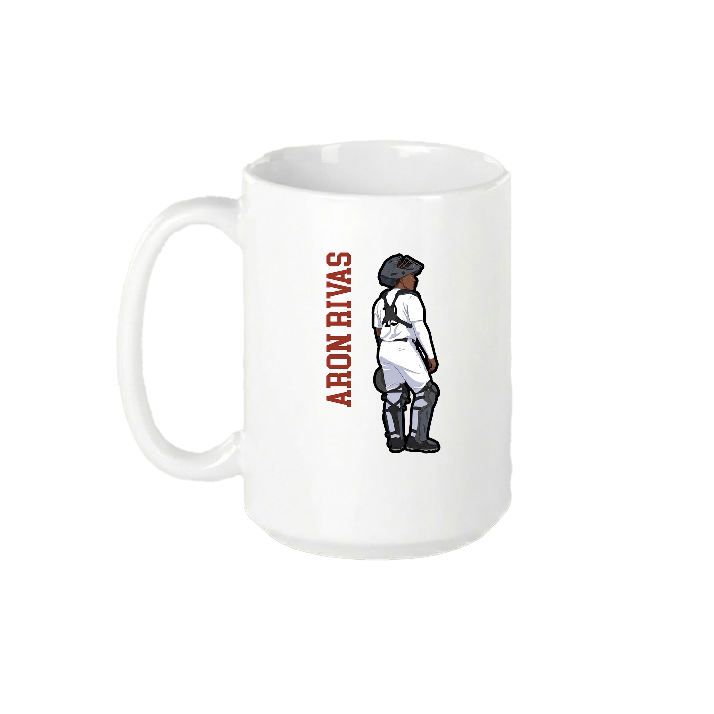 15oz Coffee Mug — Name Vertical in White
