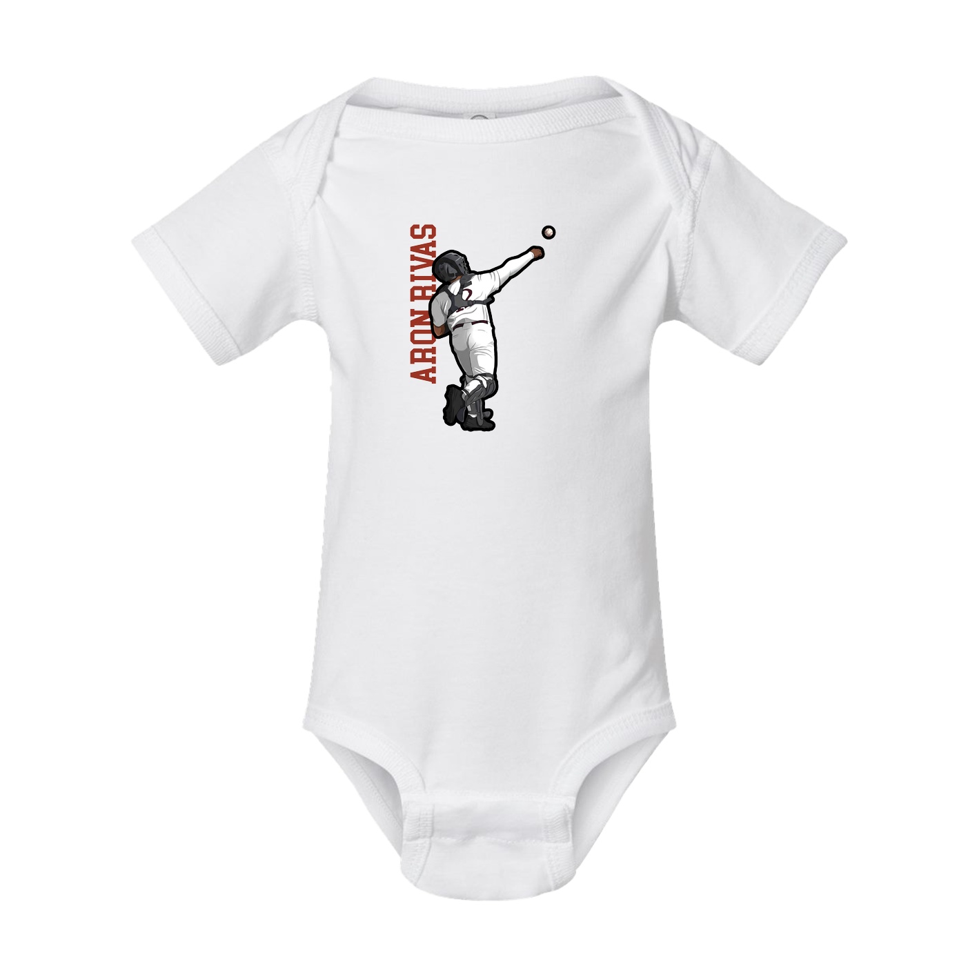 Baby Onesie — Name Vertical in White