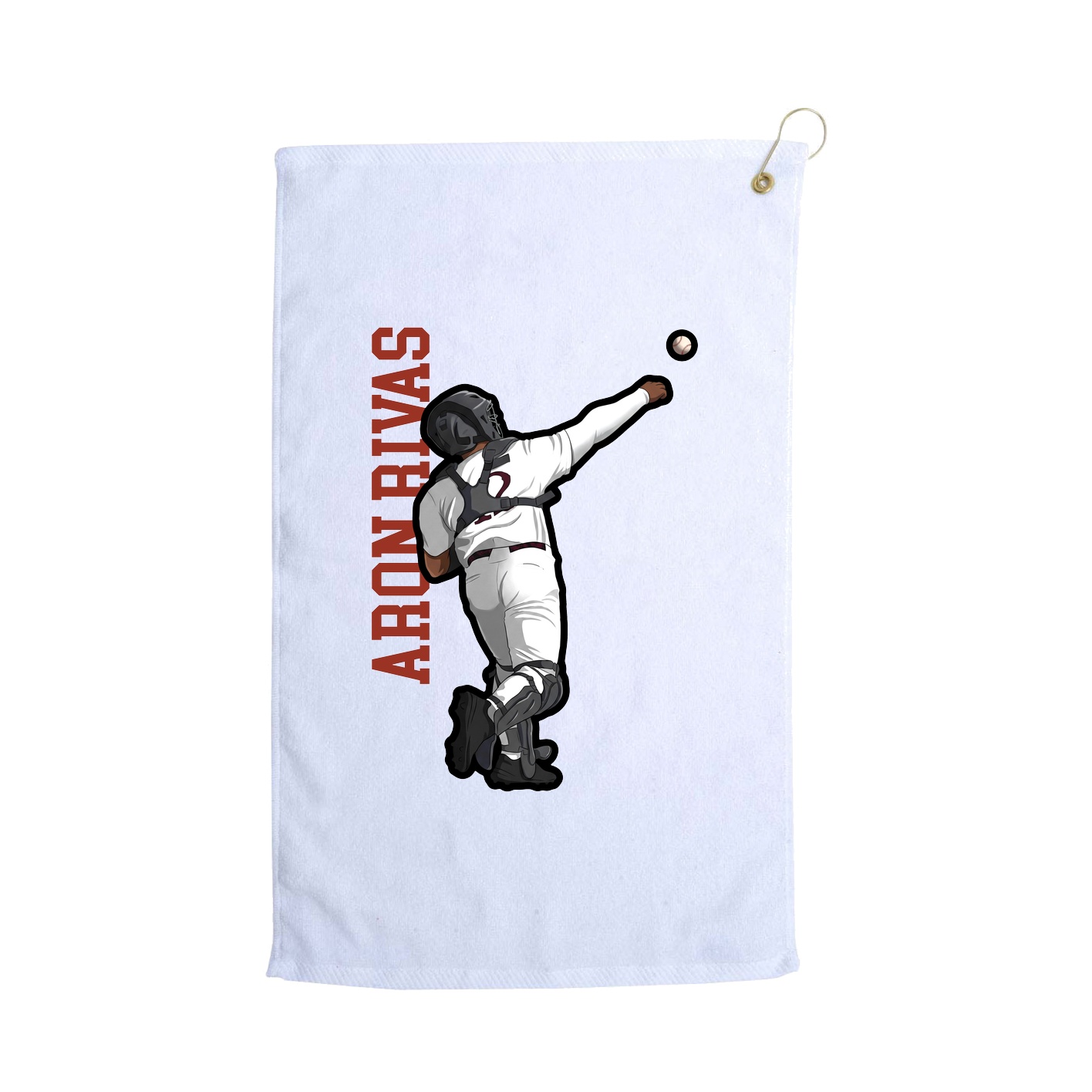 Golf Towel — Name Vertical in White