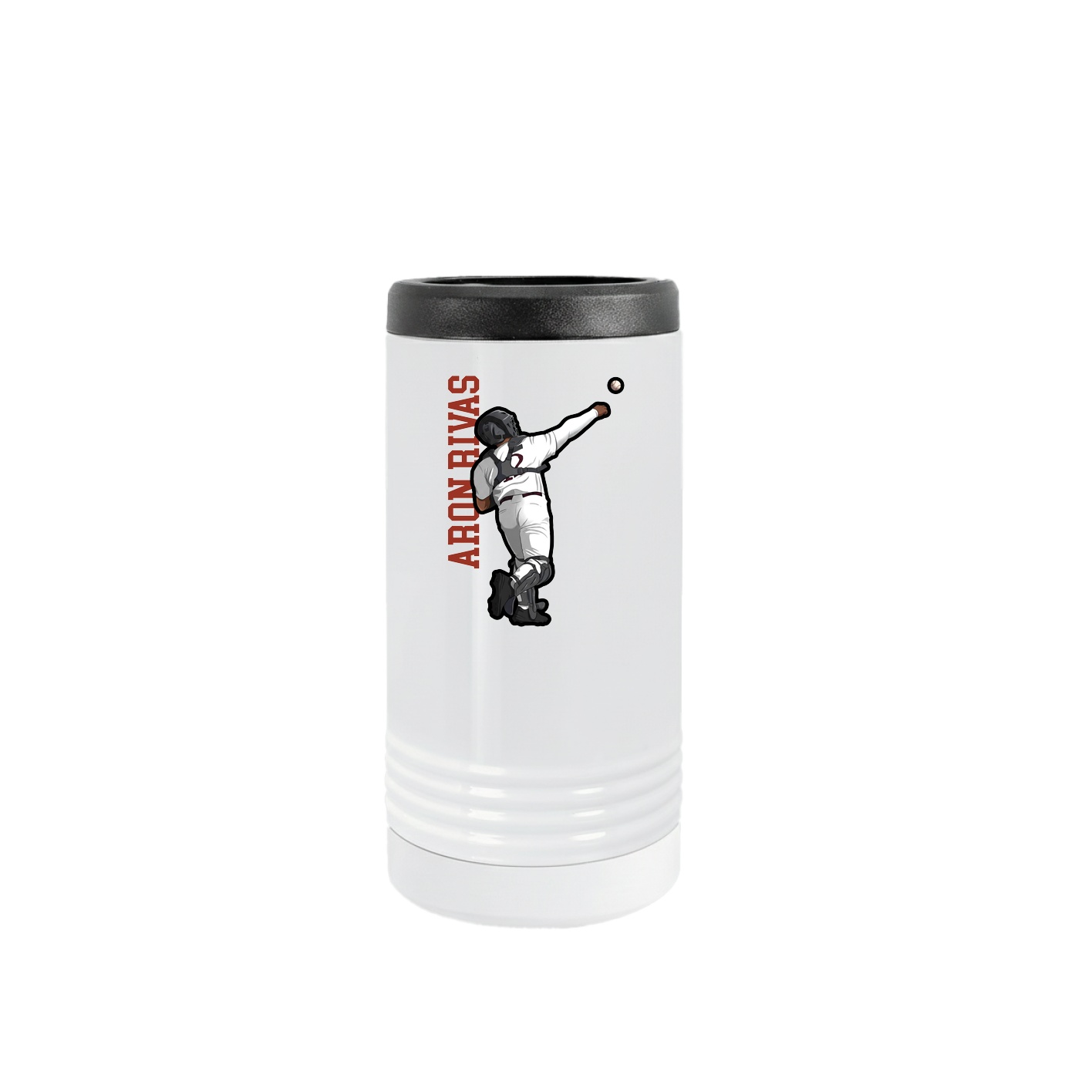 Slim Beverage Holder — Name Vertical in White
