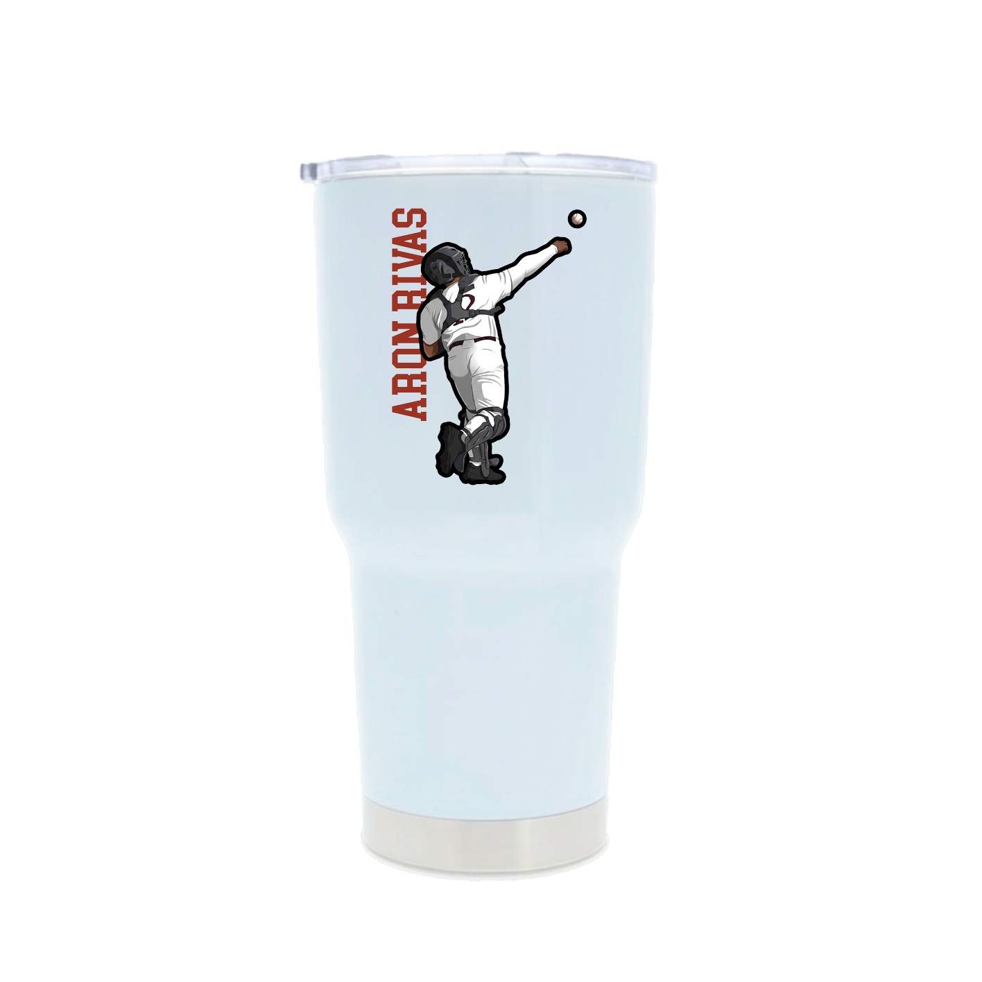 30oz Stainless Steel Tumbler — Name Vertical in White