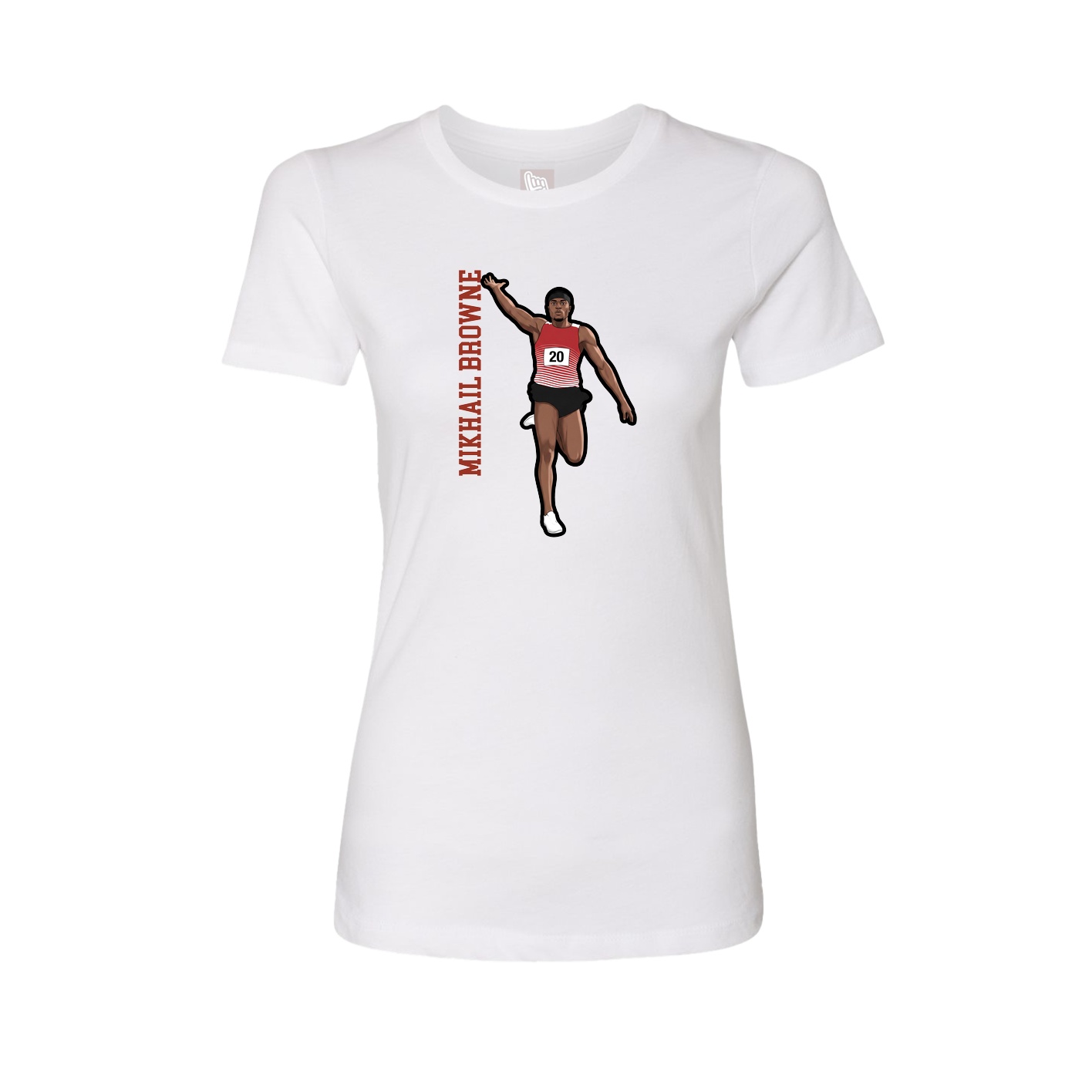 Fitted Women's Tee — Name Vertical in White