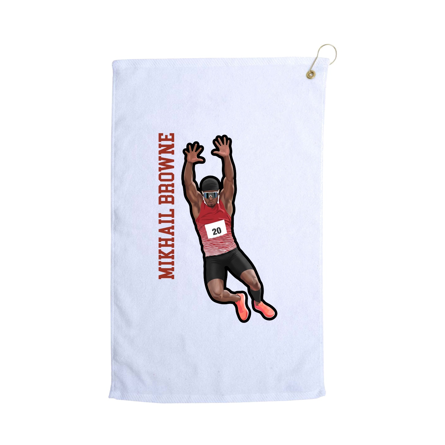 Golf Towel — Name Vertical in White