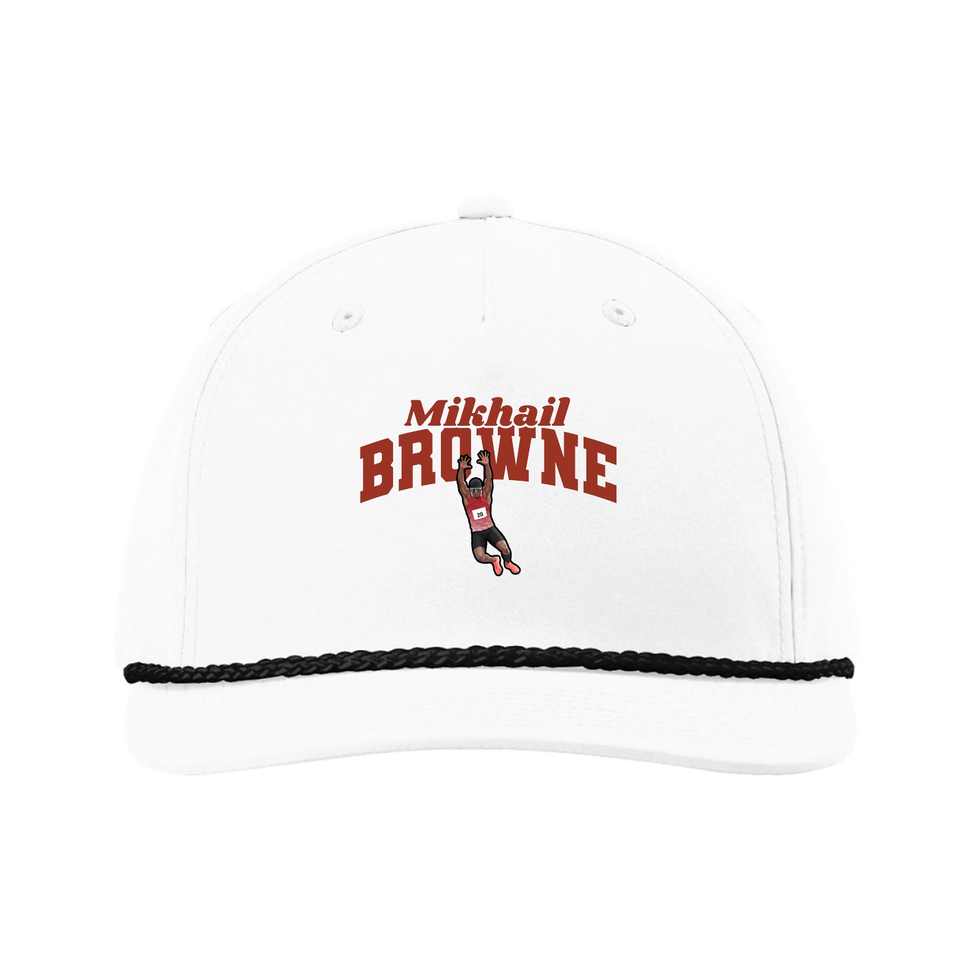 Five-Panel Classic Rope Cap — Signature Arch in White
