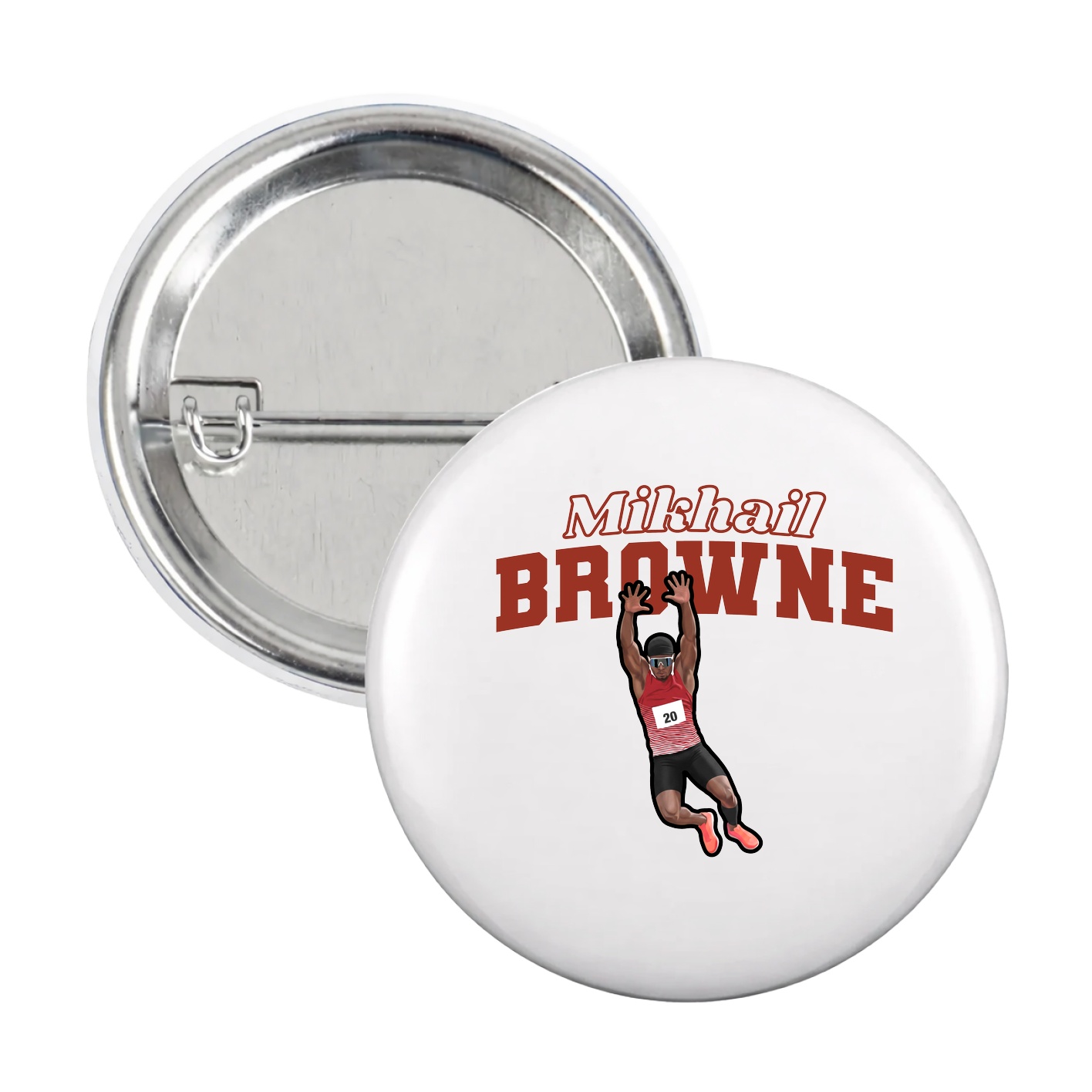 Game Day Button — Name Arch in White