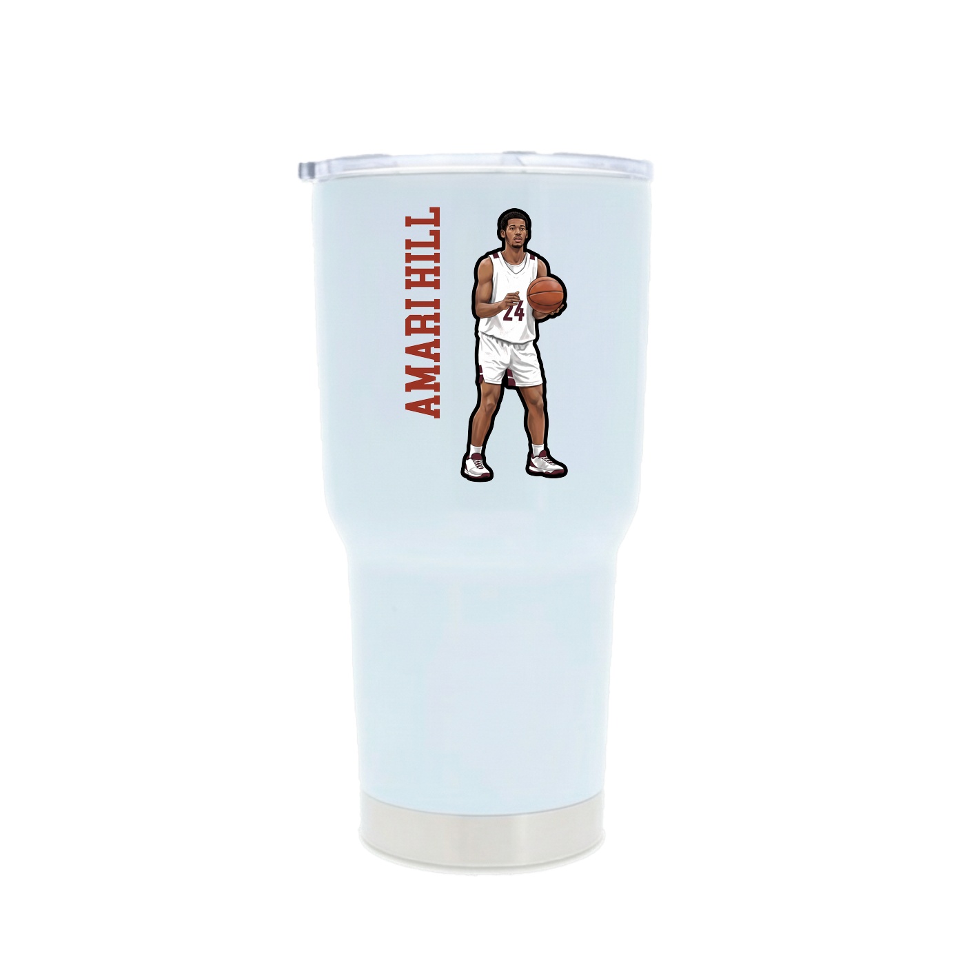 30oz Stainless Steel Tumbler — Name Vertical in White