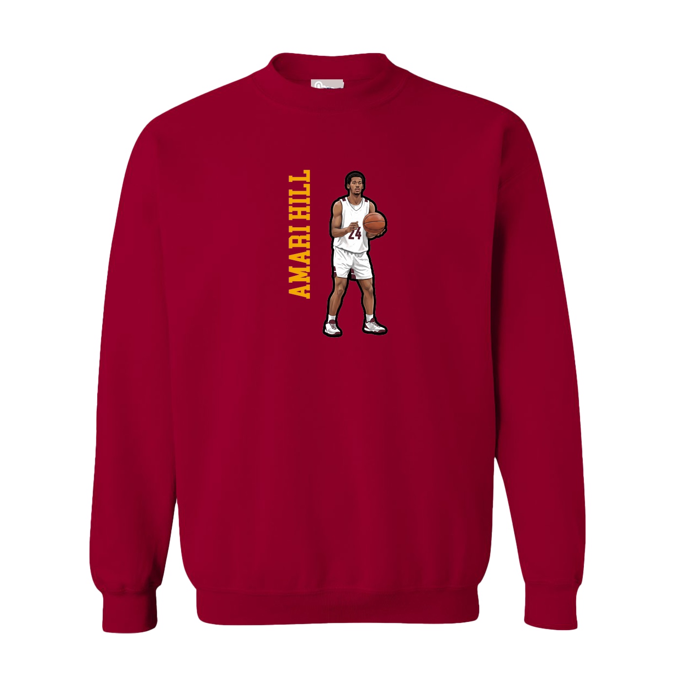 Fleece Crew — Name Vertical in Cardinal