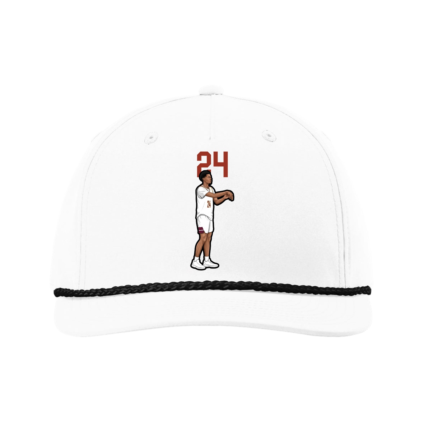 Five-Panel Classic Rope Cap — Number Top in White