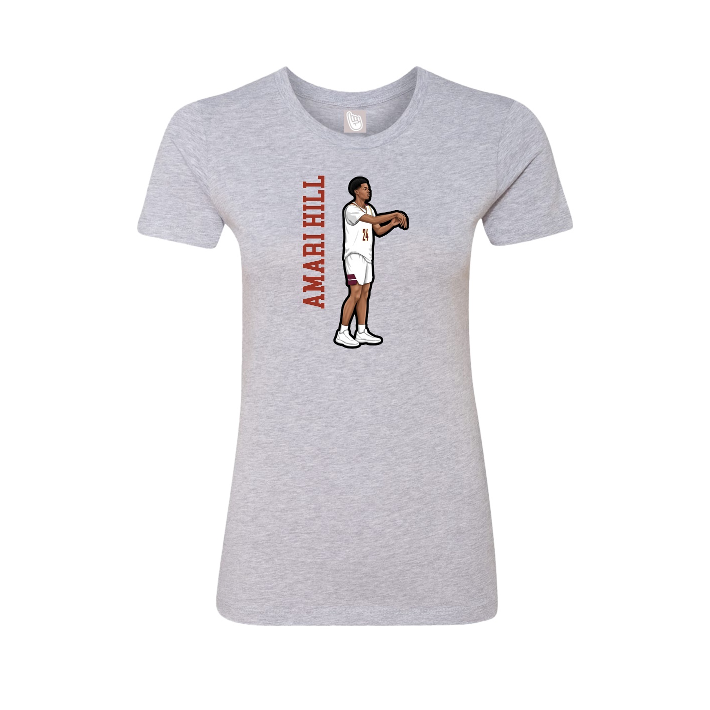 Fitted Women's Tee — Name Vertical in Grey
