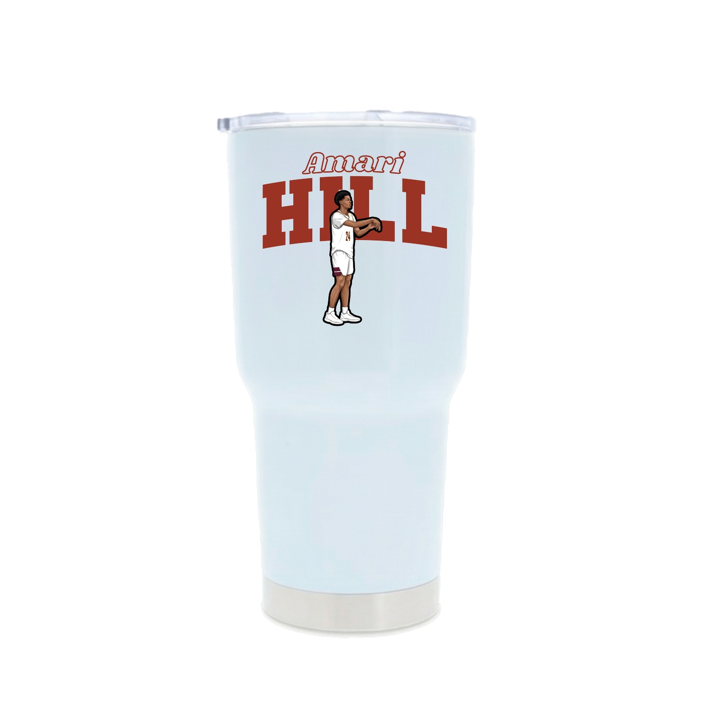 30oz Stainless Steel Tumbler — Name Arch in White