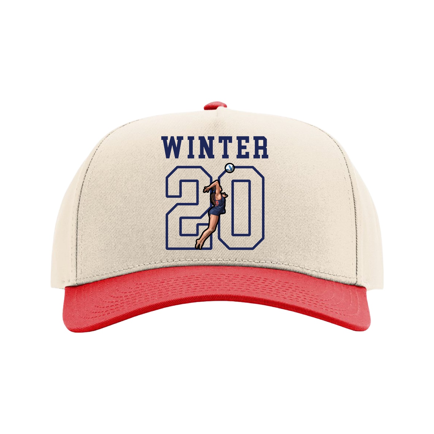 Full Fabric Five-Panel Champ Cap — Shirsey in Cream/Red