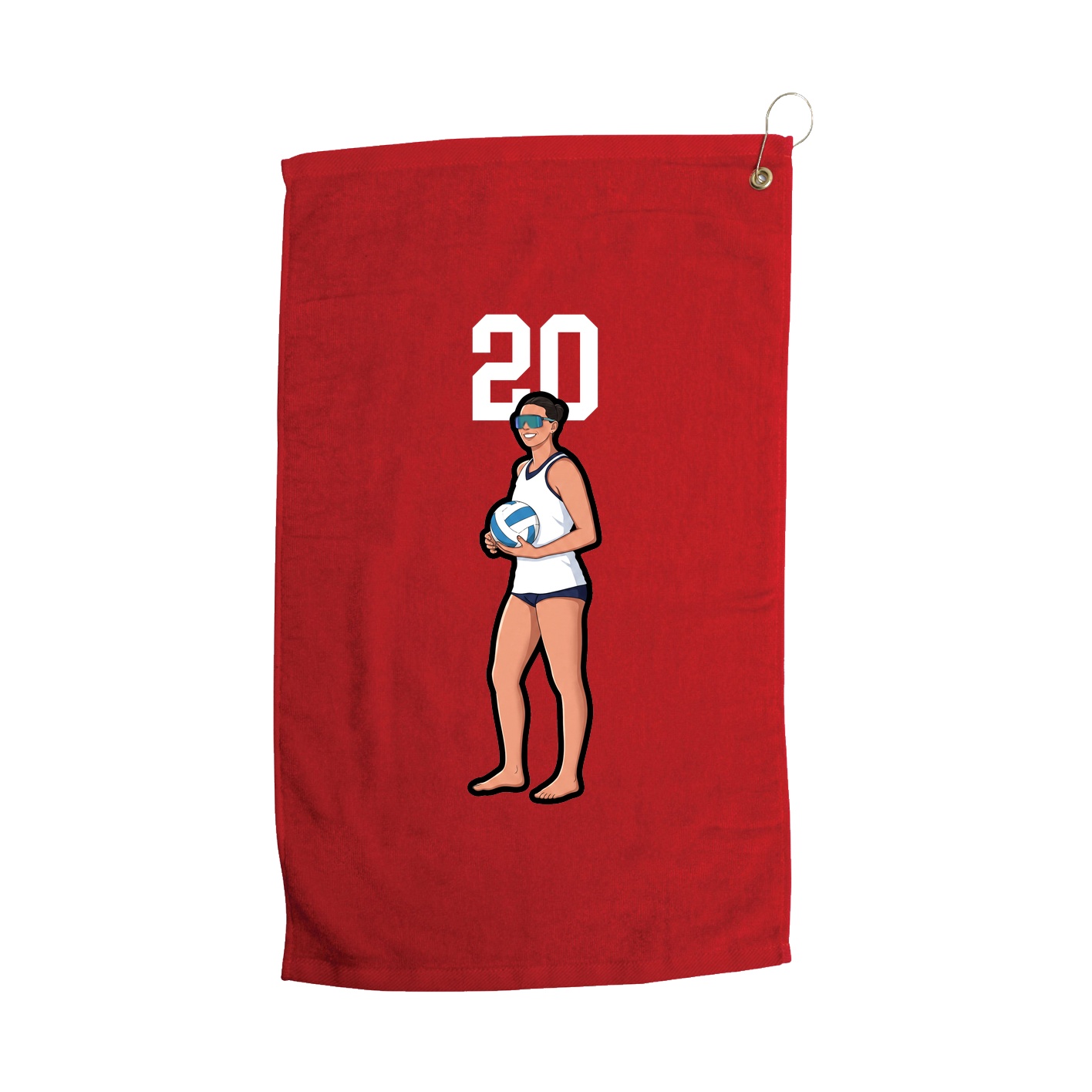 Golf Towel — Number Top in Red