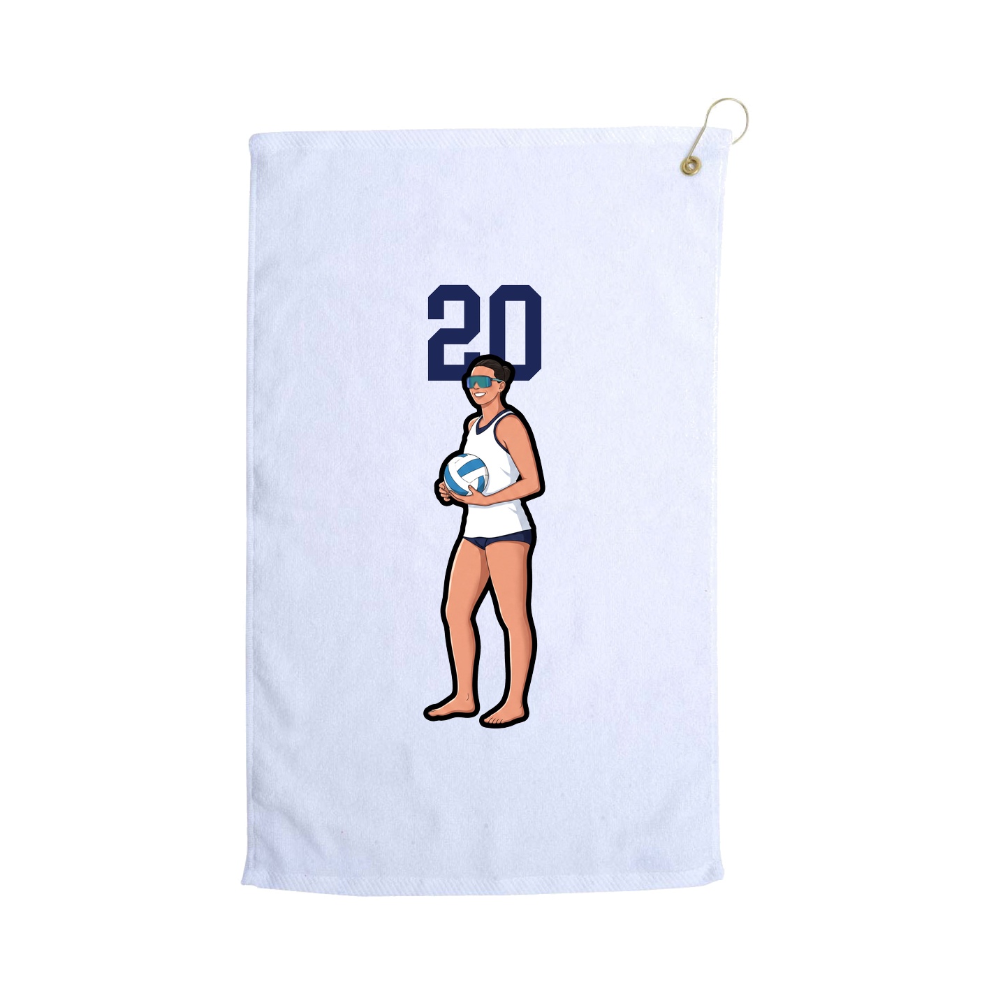 Golf Towel — Number Top in White