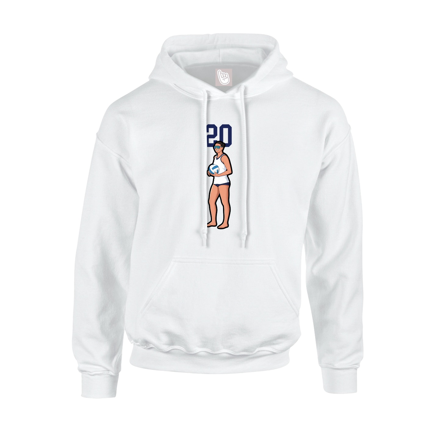 Youth Hoodie — Number Top in White
