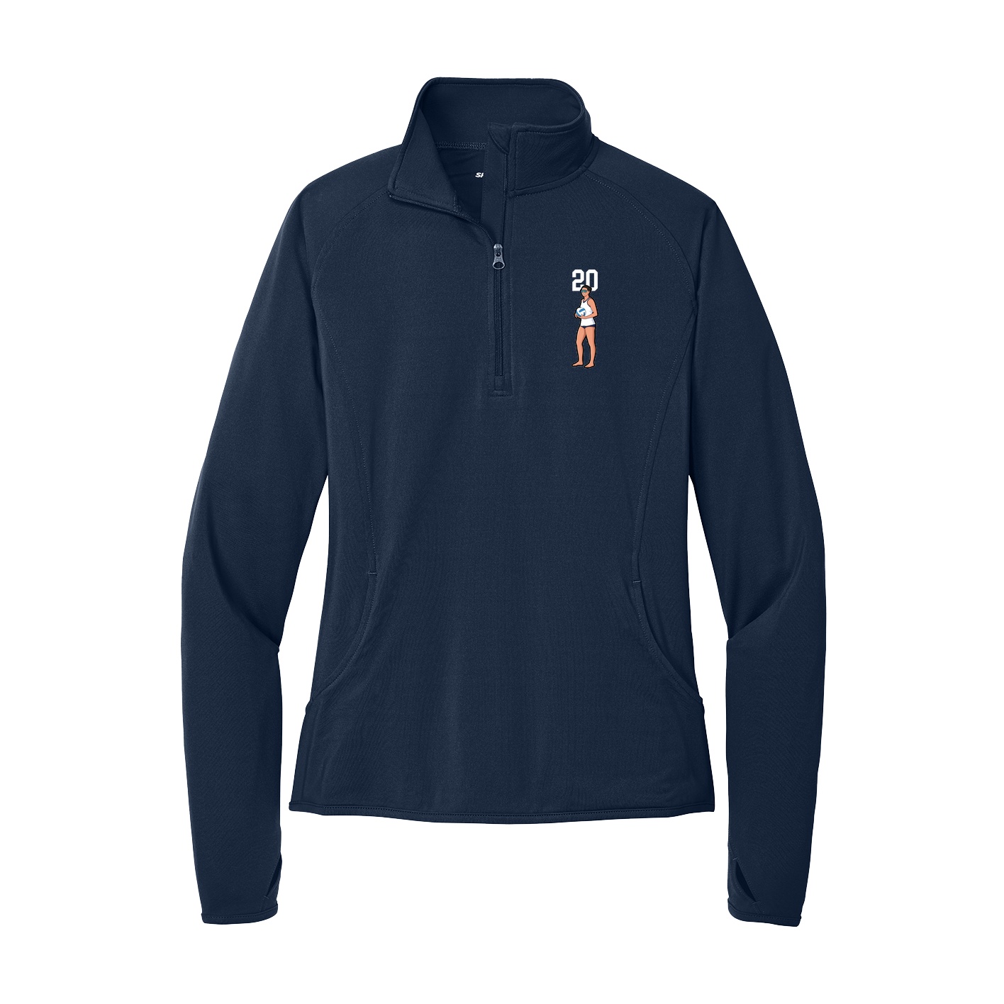 Women's Q-Zip Pullover — Number Top in Navy