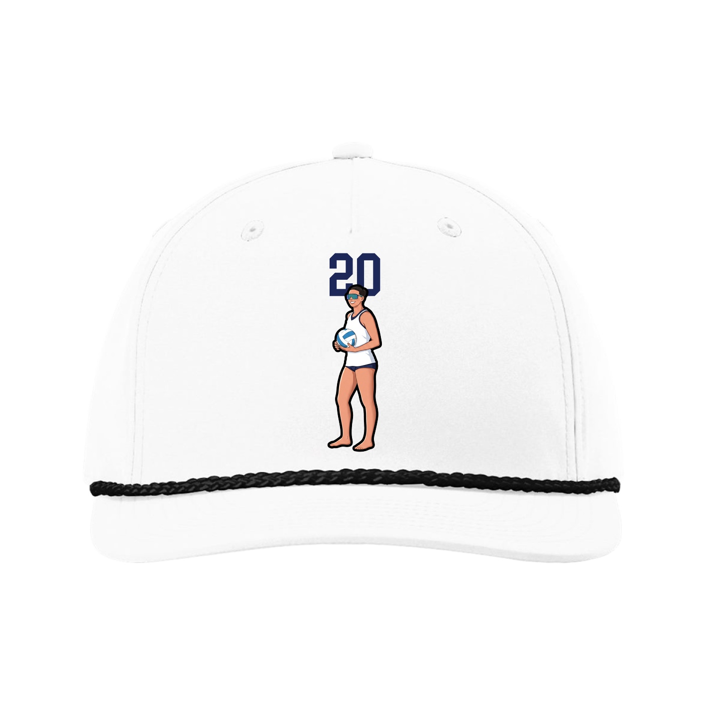 Five-Panel Classic Rope Cap — Number Top in White
